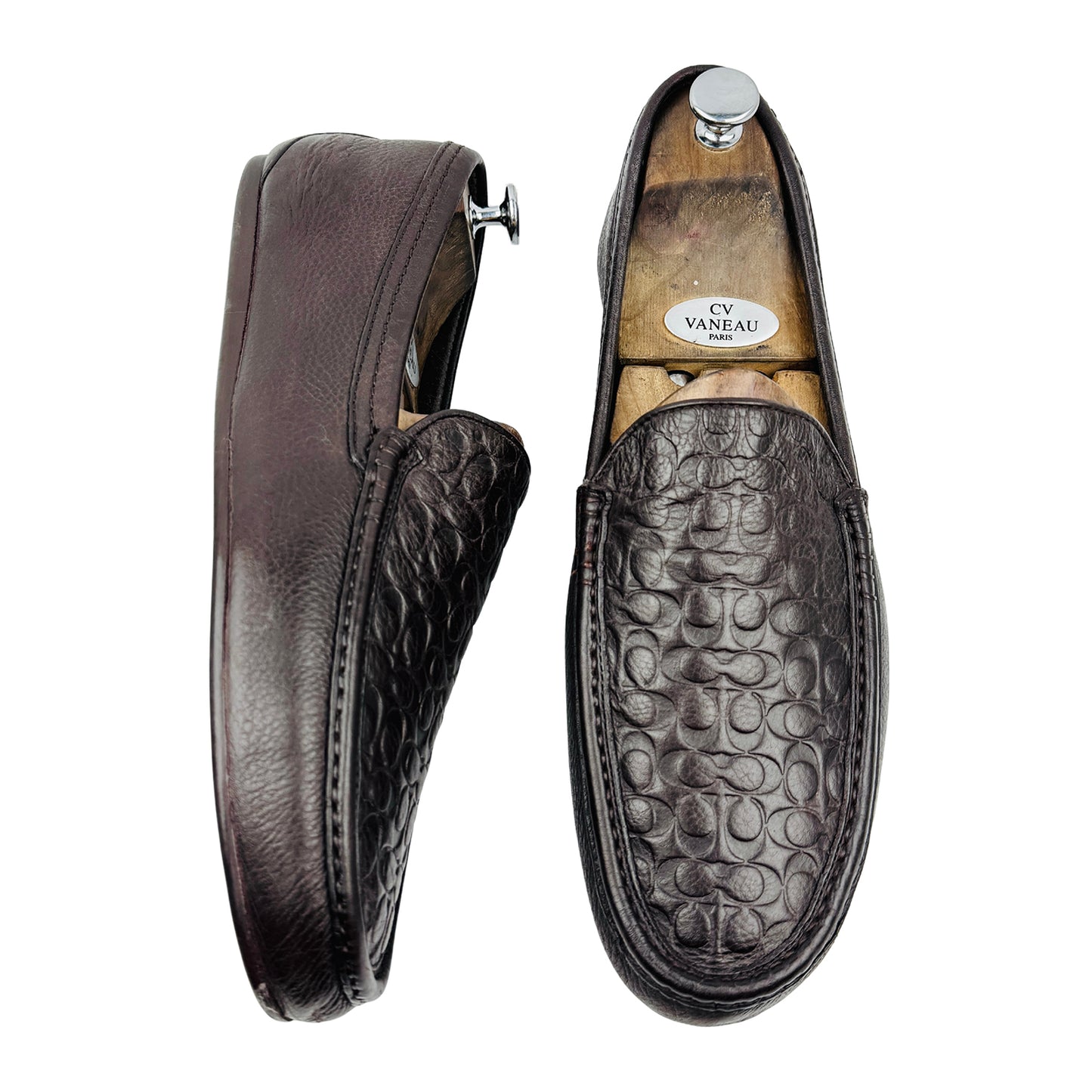 Coach Signature Leather Dark Brown Loafers (Size 44)