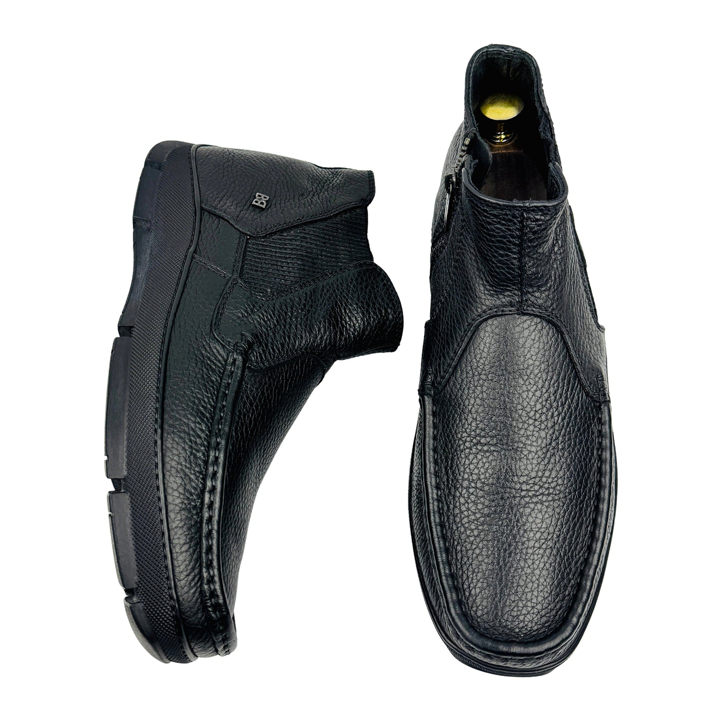 Baldinini Black Grained Leather Ankle Boots (Size 41/41.5)