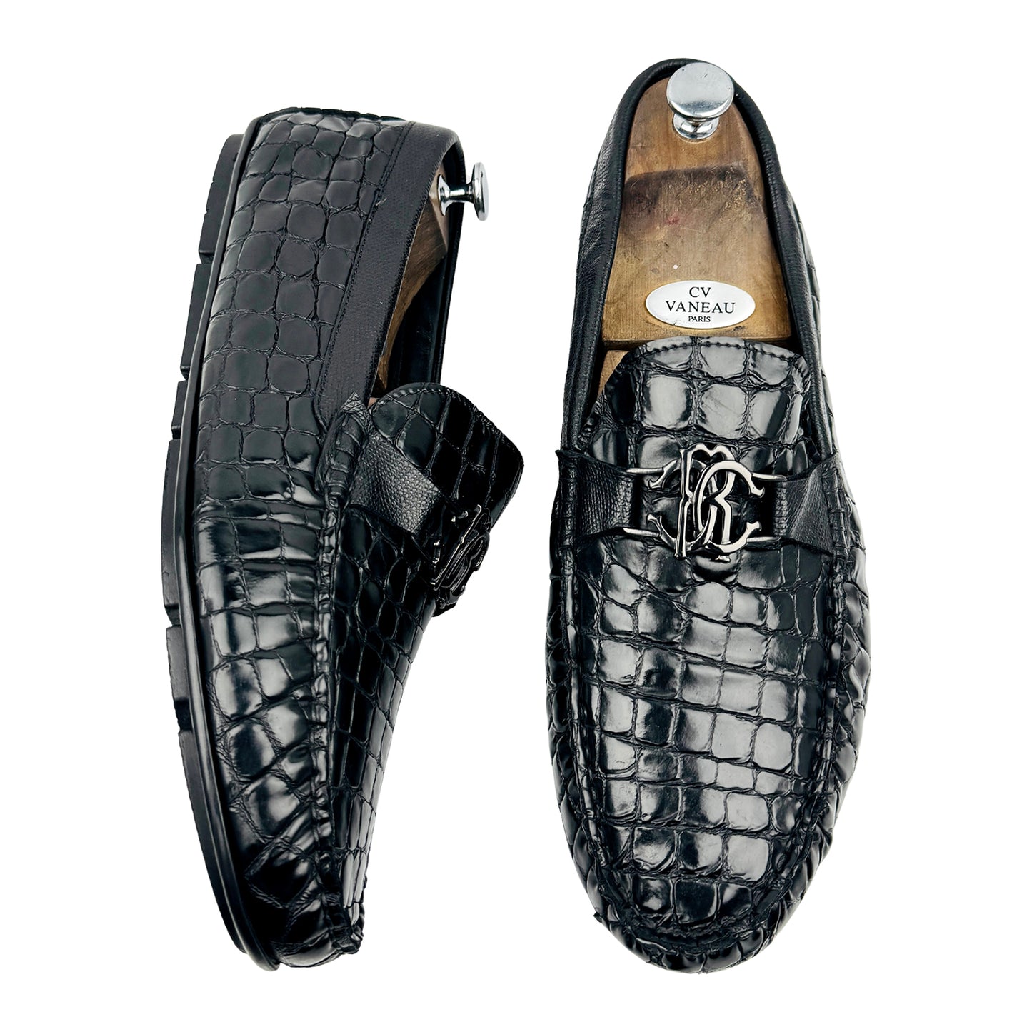 Roberto Cavalli Crocodile-Effect Leather Loafer (Size 45)