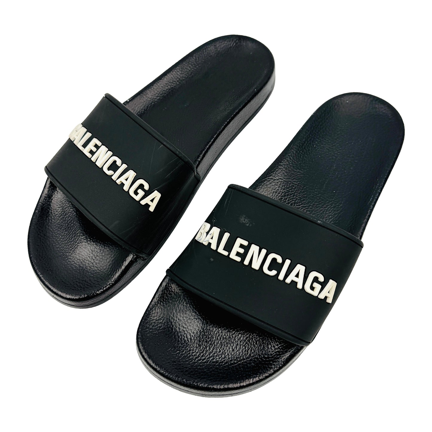 Balenciaga Men's Pool Black Slides (Size 42)