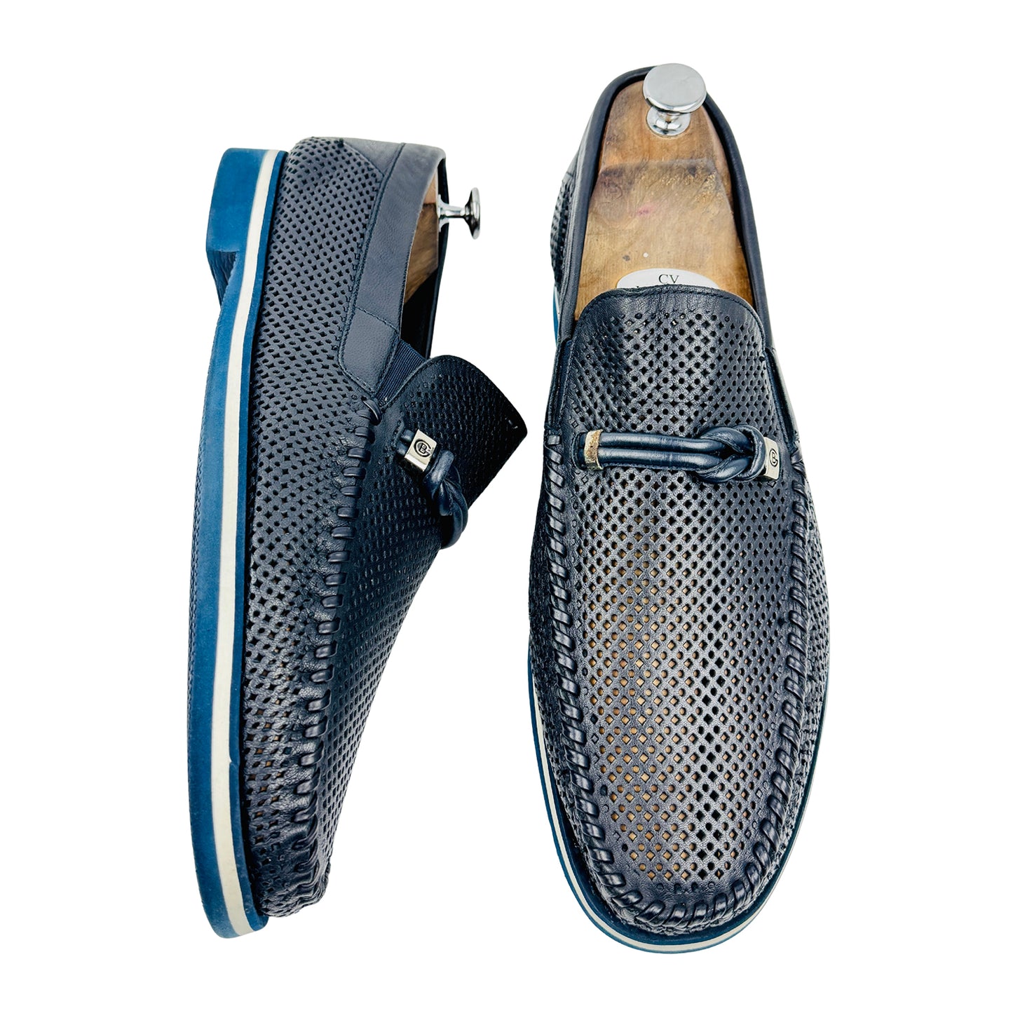Baldinini Men's Blue Leather Loafers (Size 44/44.5)