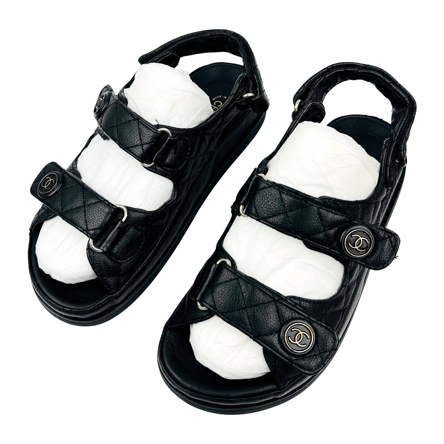 Chanel Quilted CC Velcro 'Dad' Sandals (Size 39)