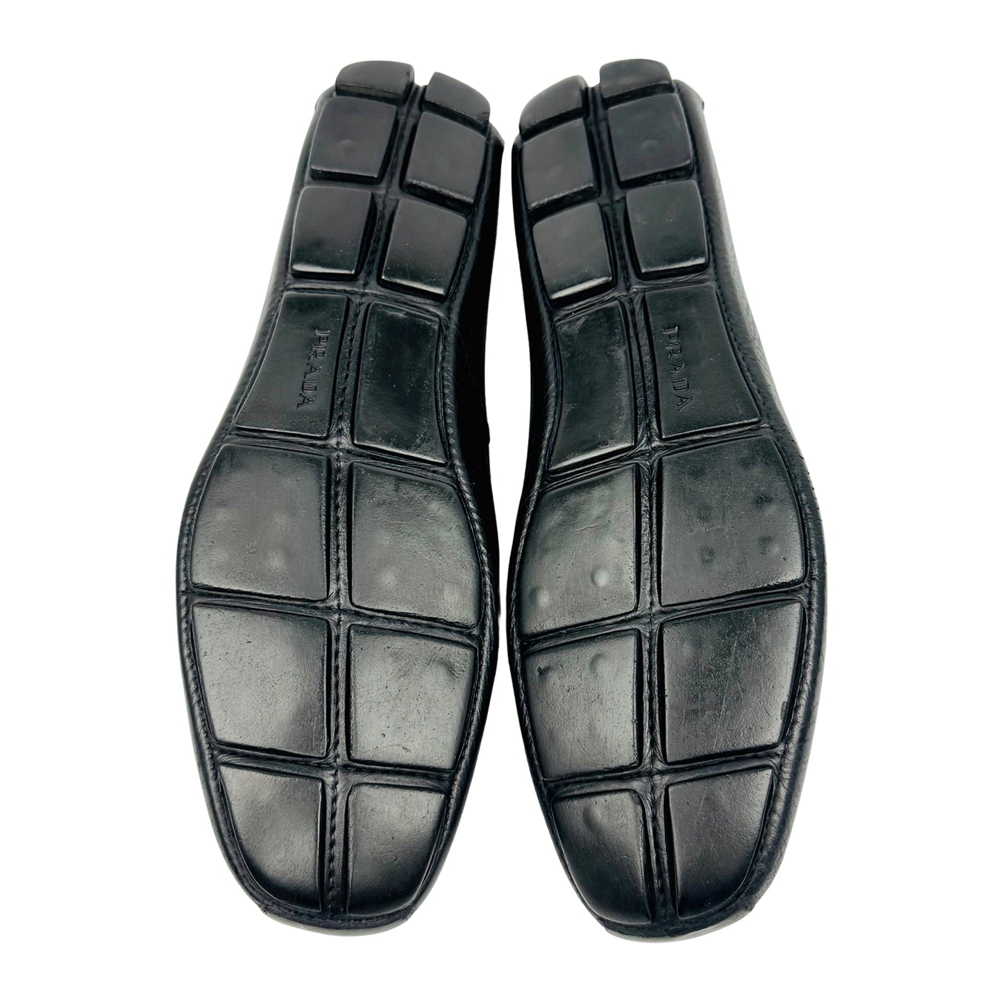 Prada Men's Black Grained Leather Loafers (Size 44)