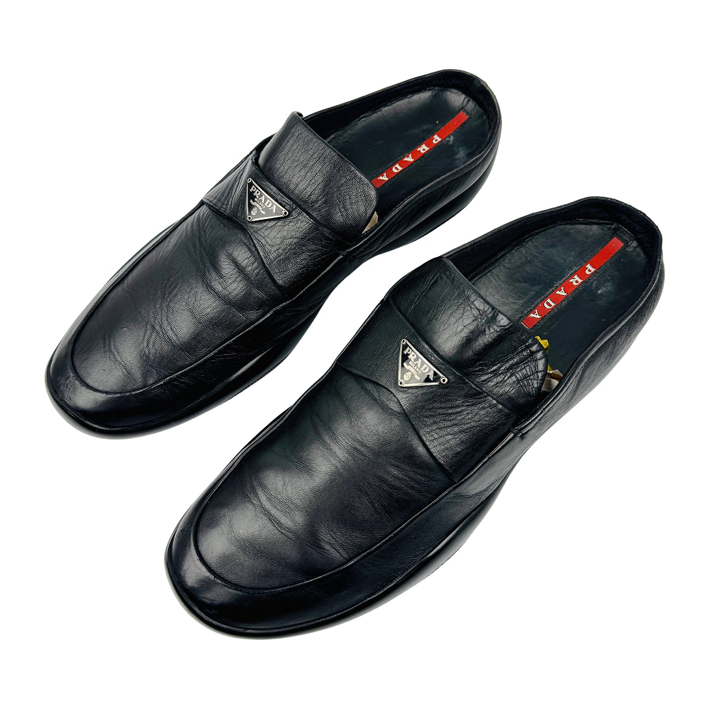 Prada Men's Black Leather Mules (Size 43.5)