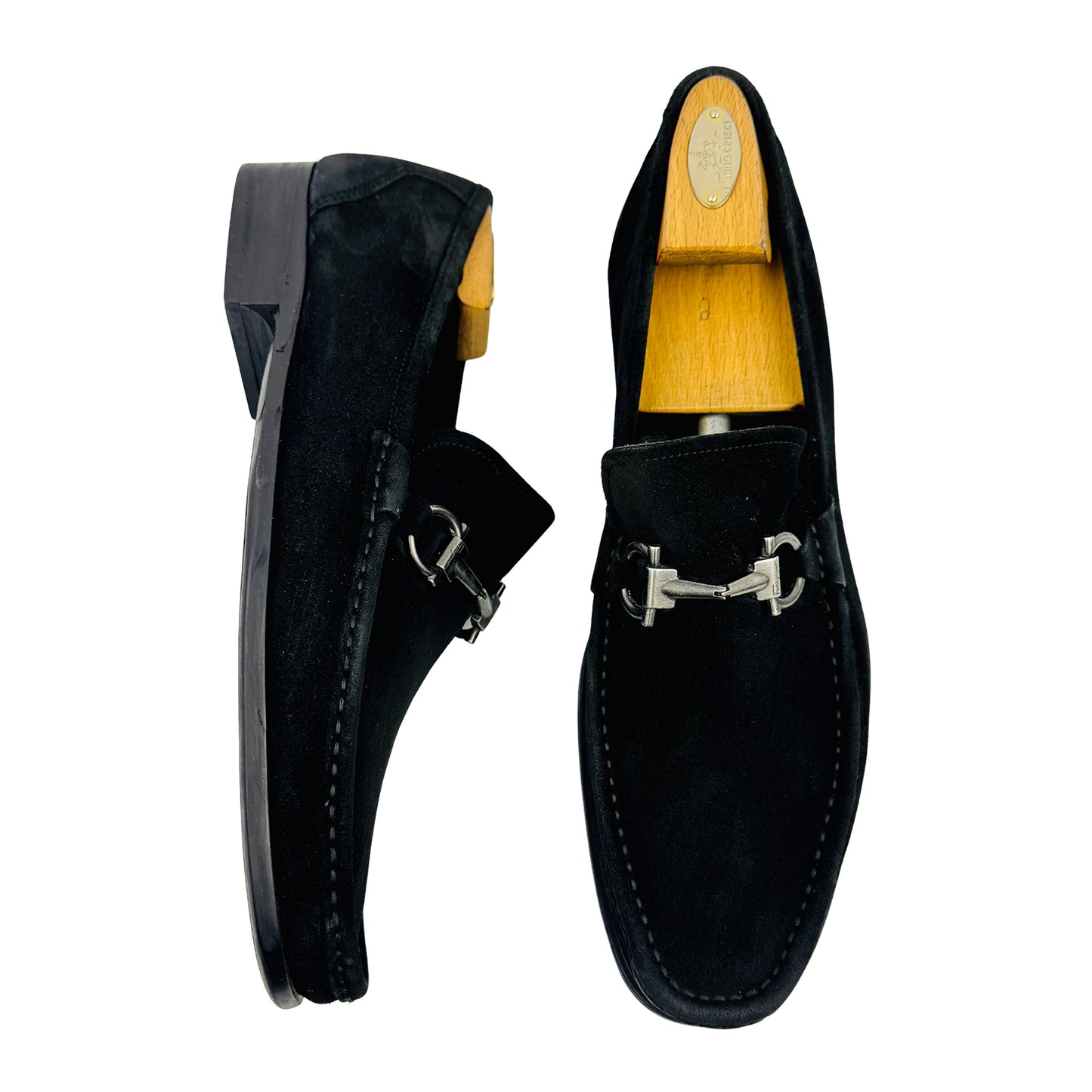 Salvatore Ferragamo Gancini Bit Suede Loafers (Size 45/45.5)