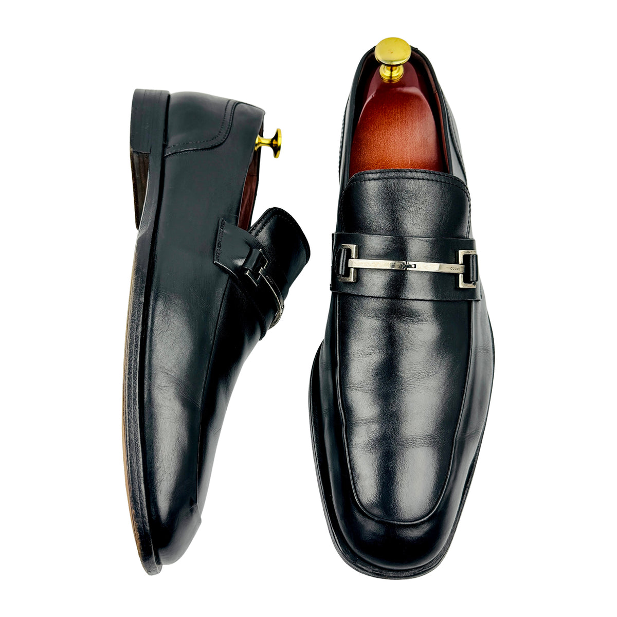 Gucci Men's Black Leather Horsebit Loafers (Size 45/45.5)