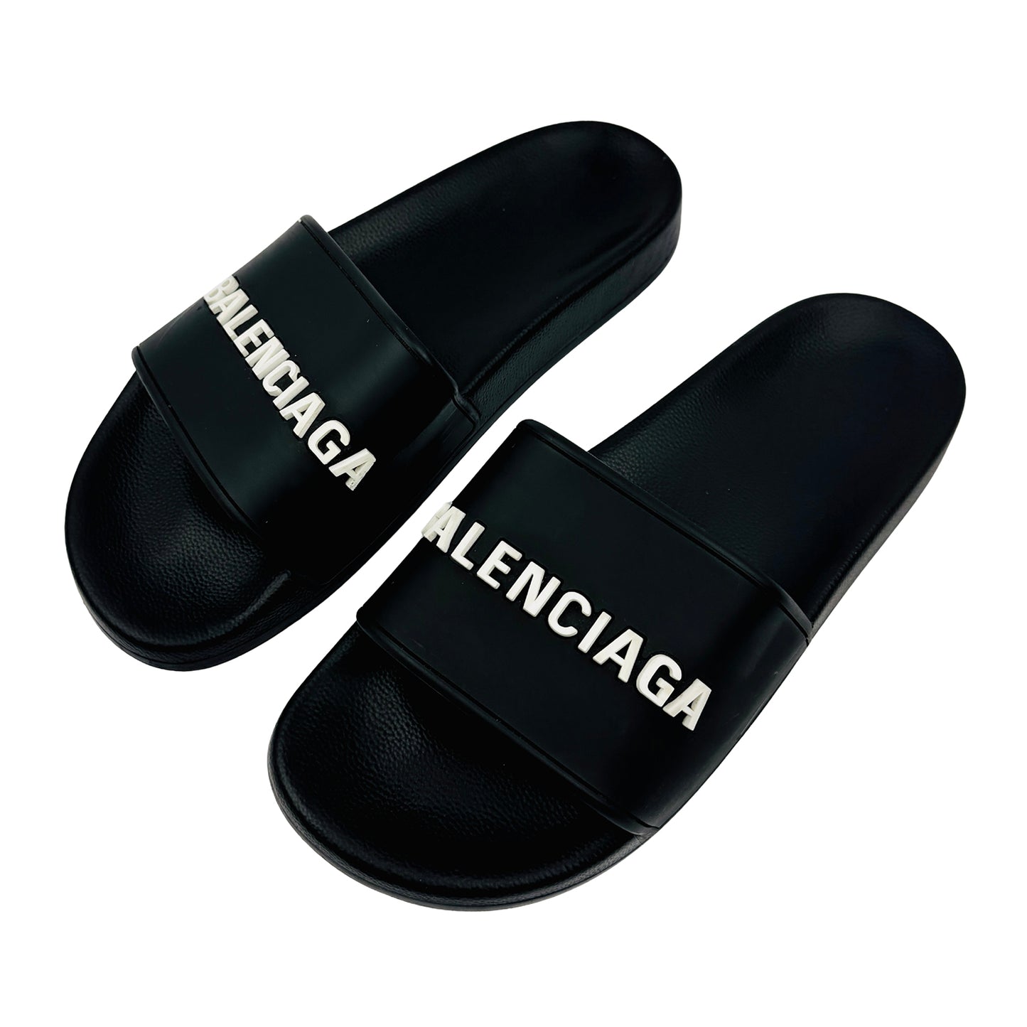 Balenciaga Men's Pool Black Rubber Slides (Size 41.5/42)