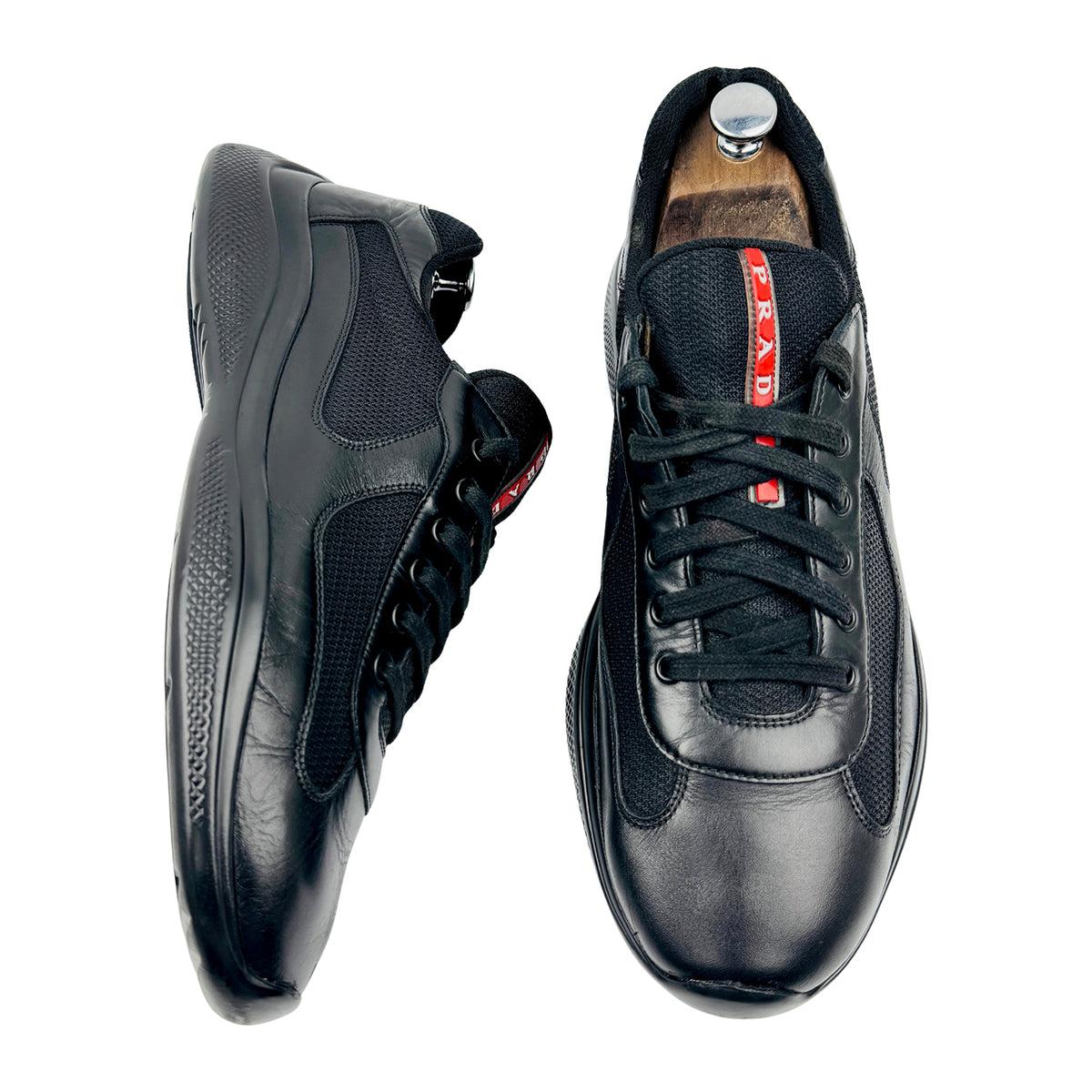 Prada America’s Cup Black Leather Sneakers (Size 46) - 4E3400