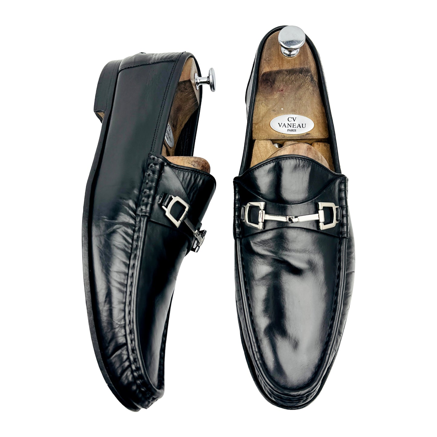 Gucci Men's Black Leather Horsebit Loafers (Size 45)