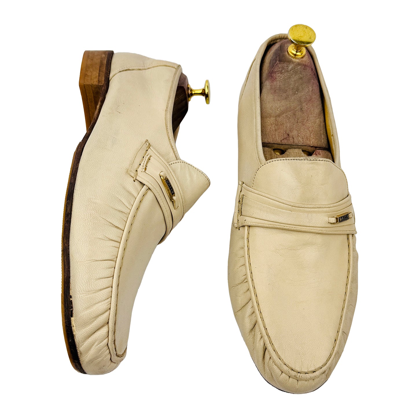 Bally Men's Light Beige Leather Loafers (Size 41/41.5)
