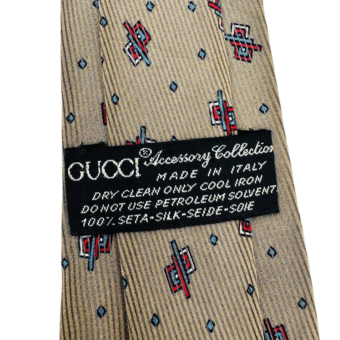 Gucci Khaki Brown 'Geometric Pattern' Tie (Size Slim Fit)