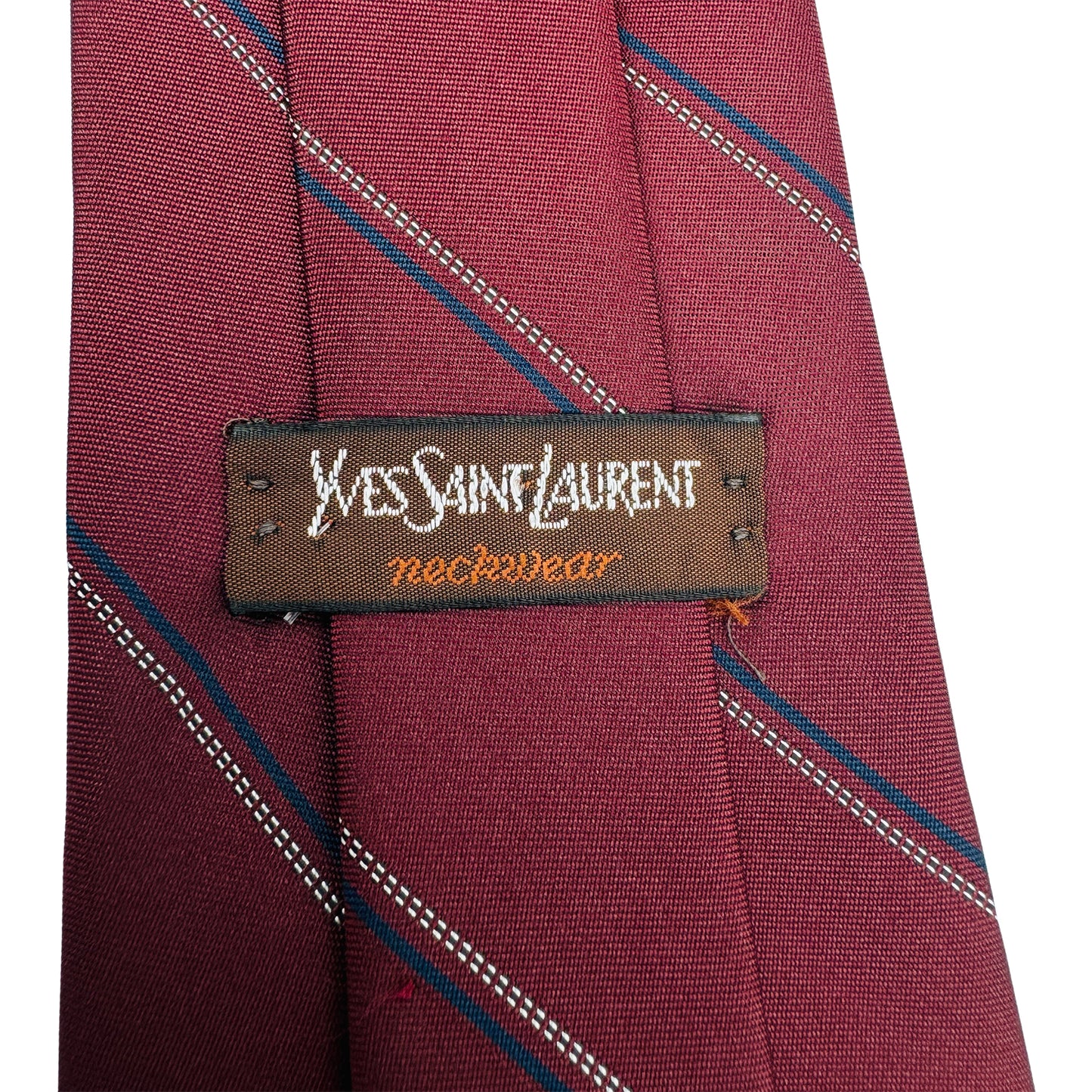 Yves Saint Laurent Maroon 'Diagonal Stripes' Tie (Size Regular)