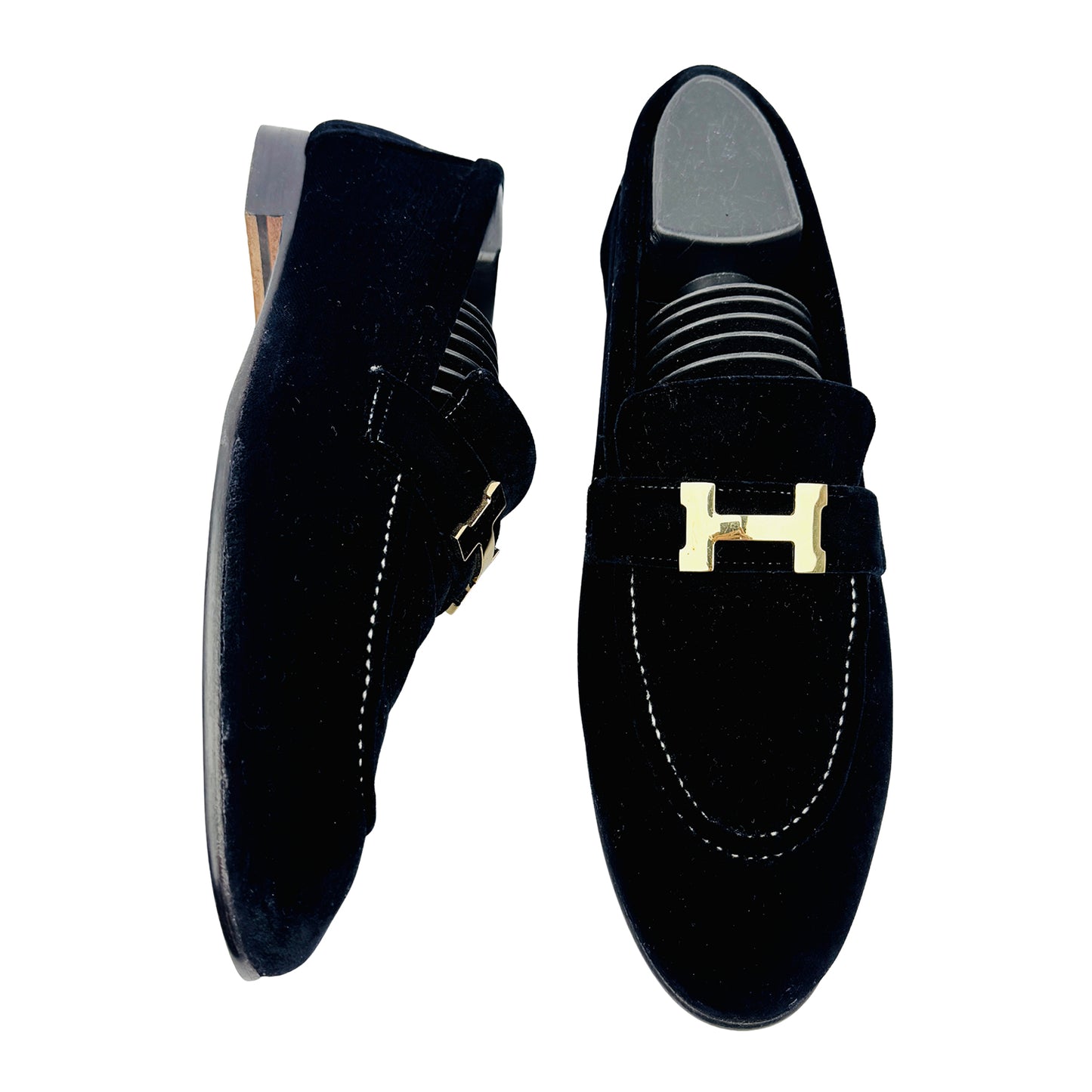Hermes Men's Permabrass Plated 'H' Detail Loafers (Size 40.5/41)