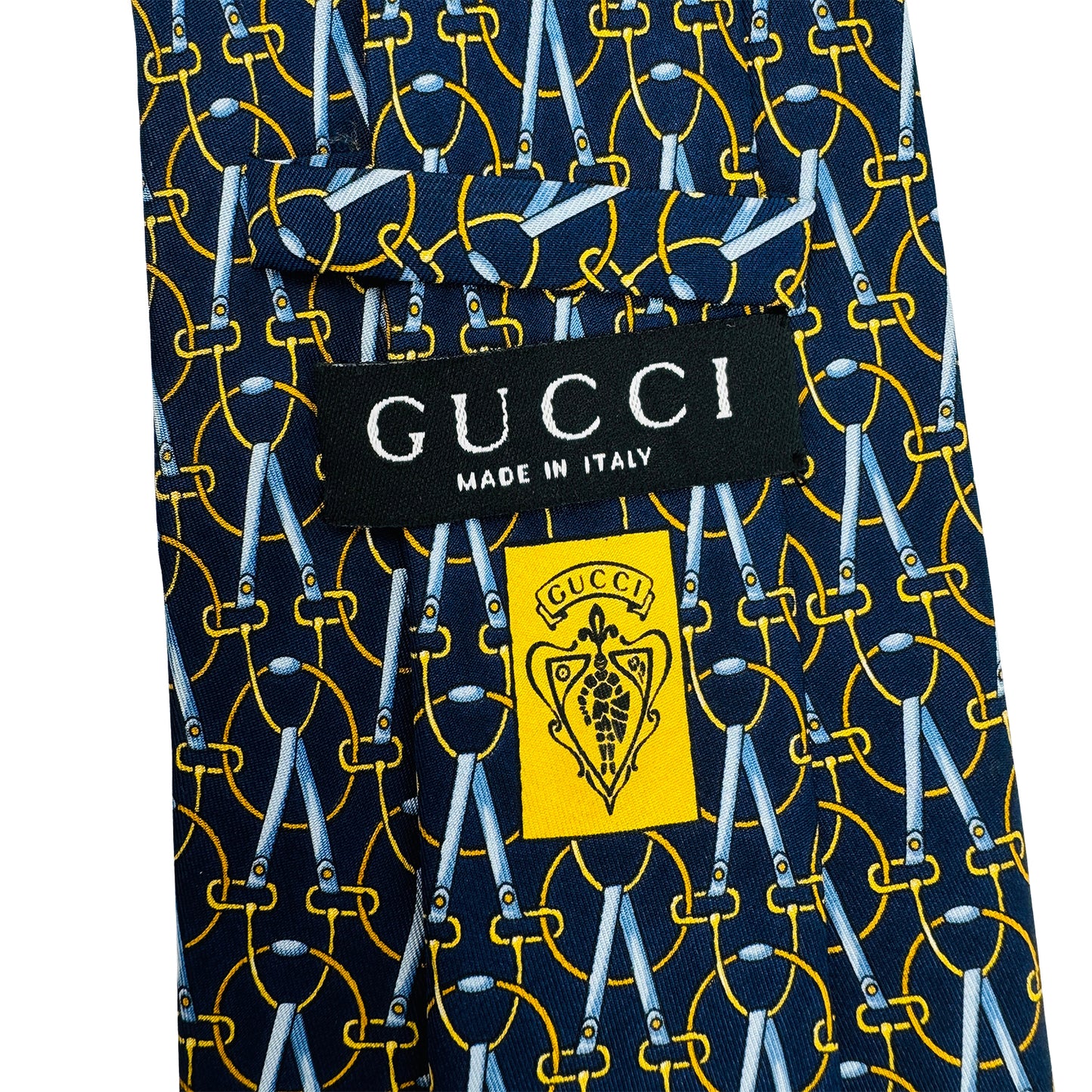 Gucci Dark Navy Blue 'Chain Pattern' Tie (Size Regular)