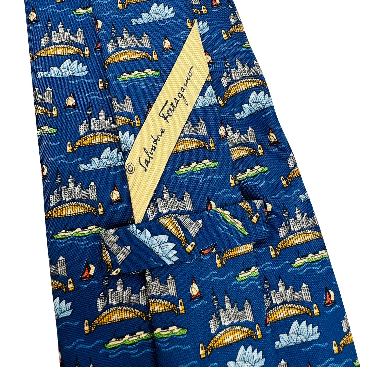 Salvatore Ferragamo Blue 'Graphic Pattern' Tie (Size Regular)