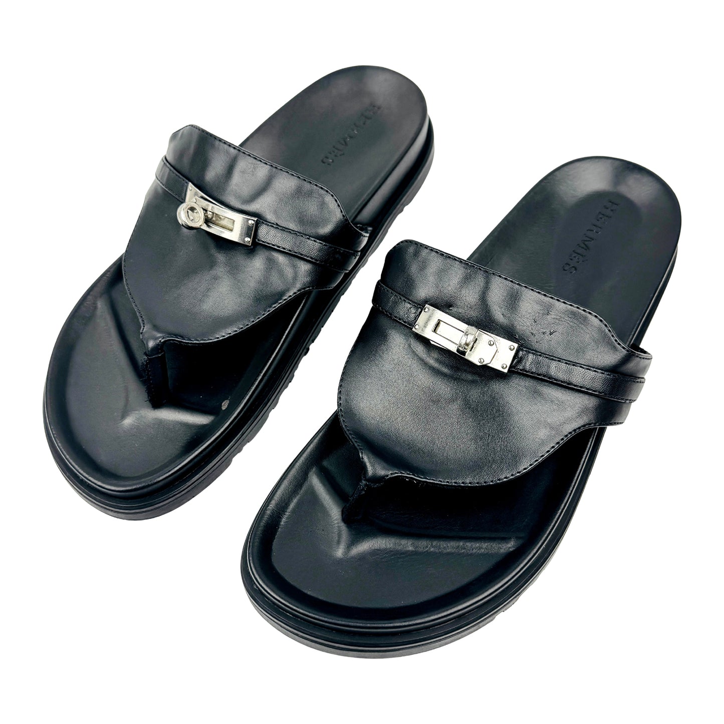 Hermès Empire Black Sandal Slides (Size 39)