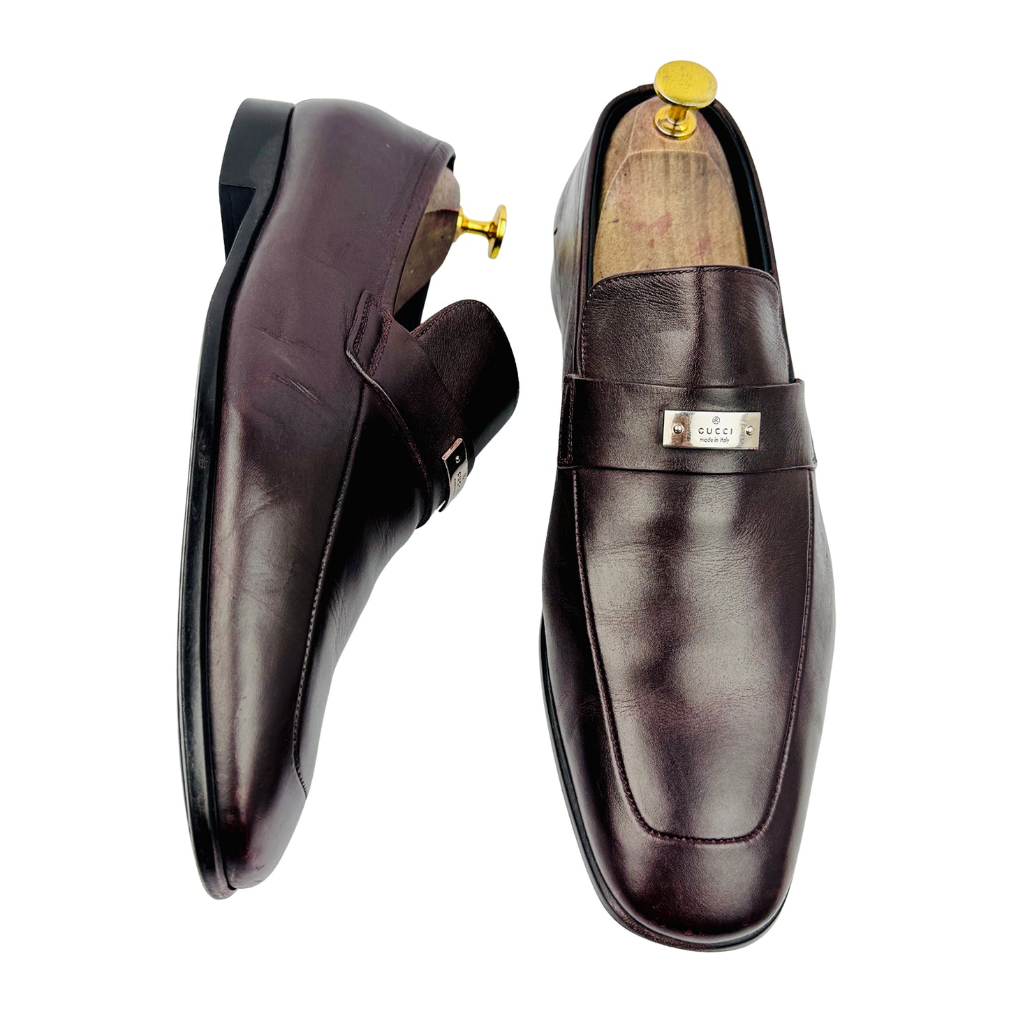 Gucci Metal Logo Detail Brown Loafers (Size 41.5/42) - 253304