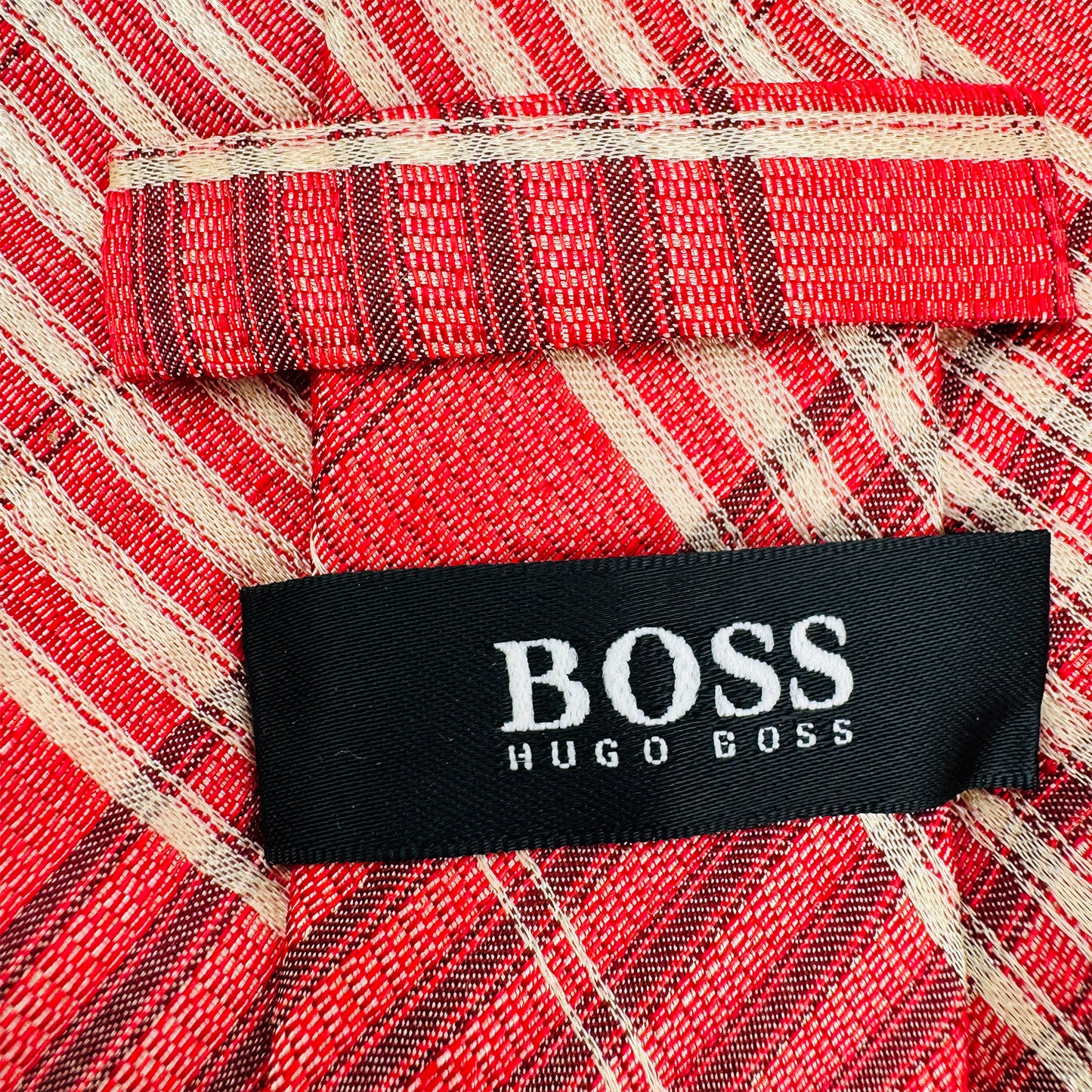 Hugo Boss Red 'Plaid Check Pattern' Tie (Size Regular)