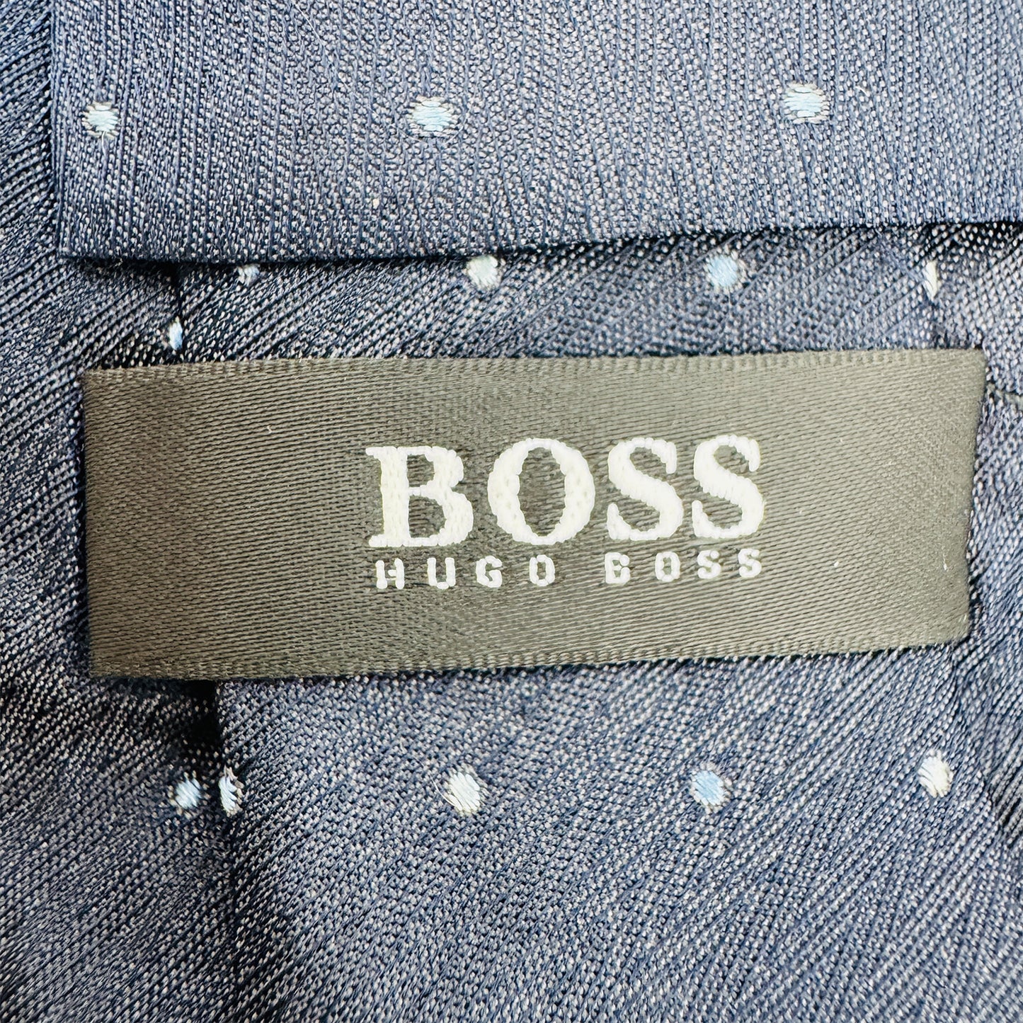 Hugo Boss Dark Navy Blue 'Polka Dots' Silk Tie (Size Regular)
