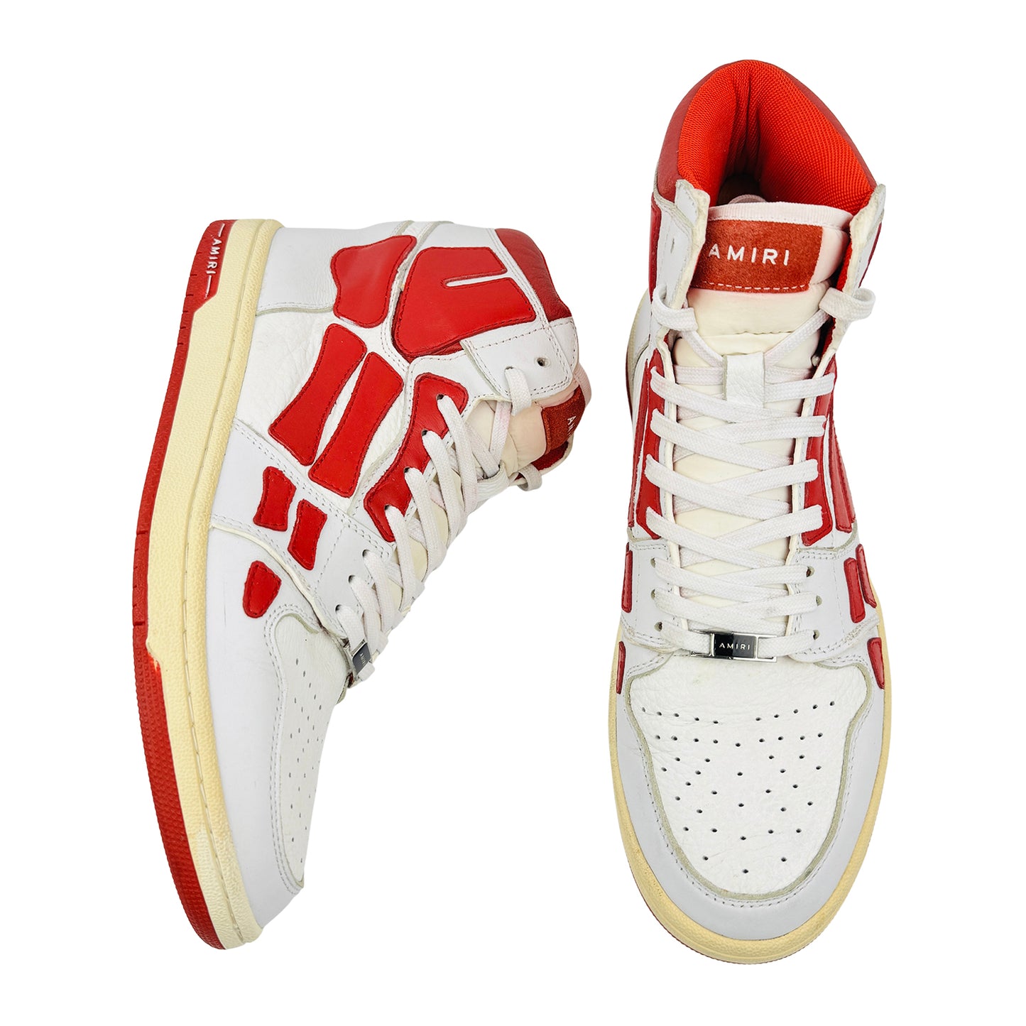 Amiri Men's Skel Top High 'White Red' Sneakers (Size 45)