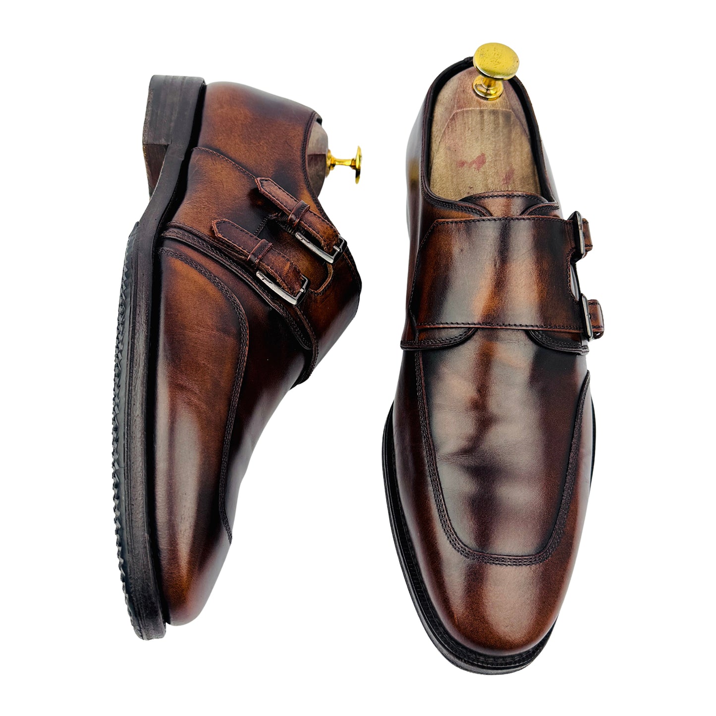 Salvatore Ferragamo Marcelo Double Monk Brown Loafers (Size 40/40.5)