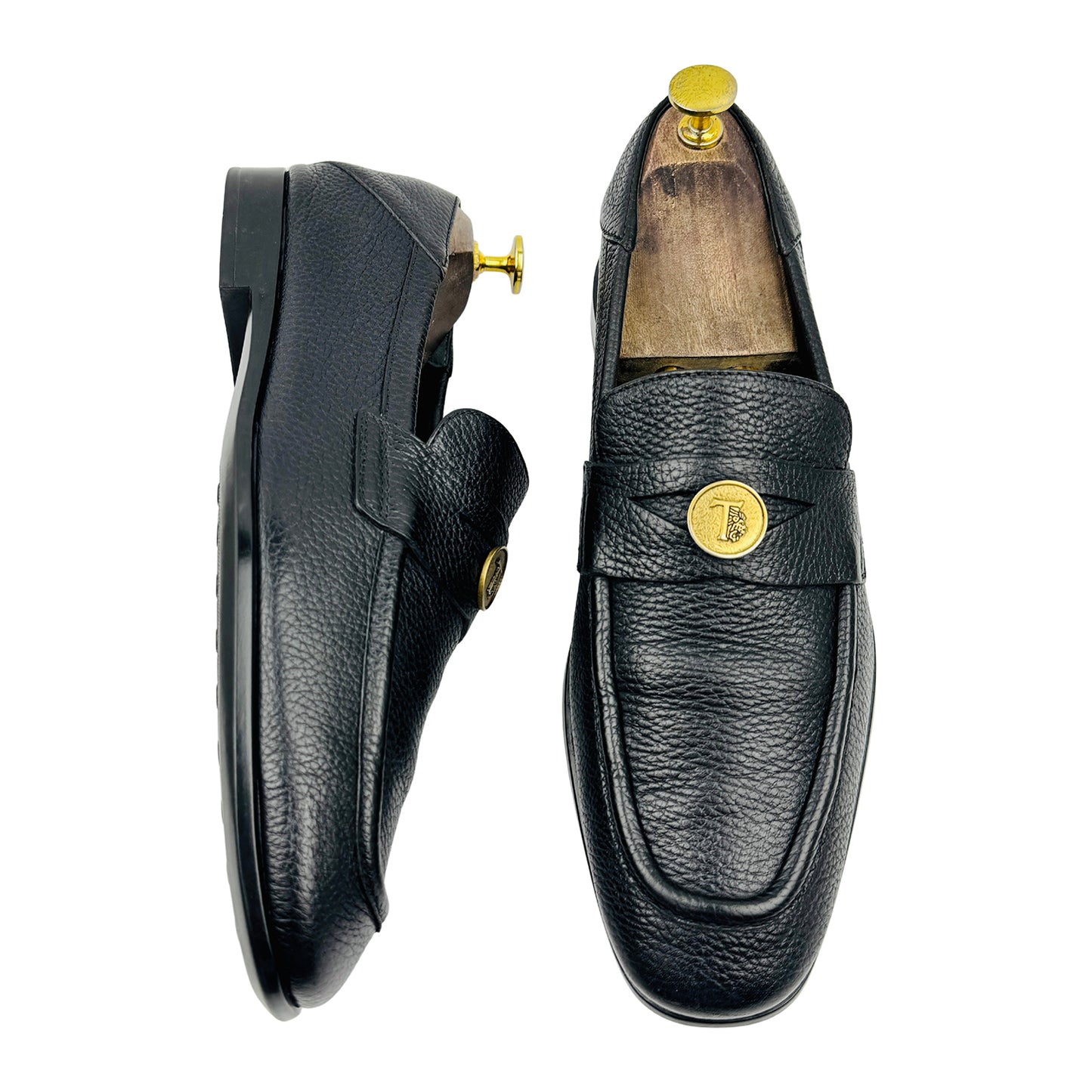 Tod's Men's Black Grain Leather Penny Loafers (Size 42/42.5)