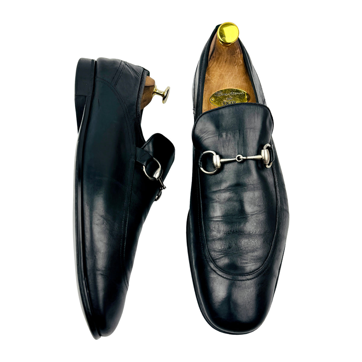Gucci Men's Black Leather Horsebit Loafers (Size 44.5)