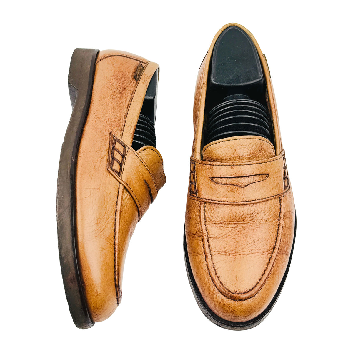 Burberry Cognac Brown Leather Penny Loafers (Size 40/40.5)
