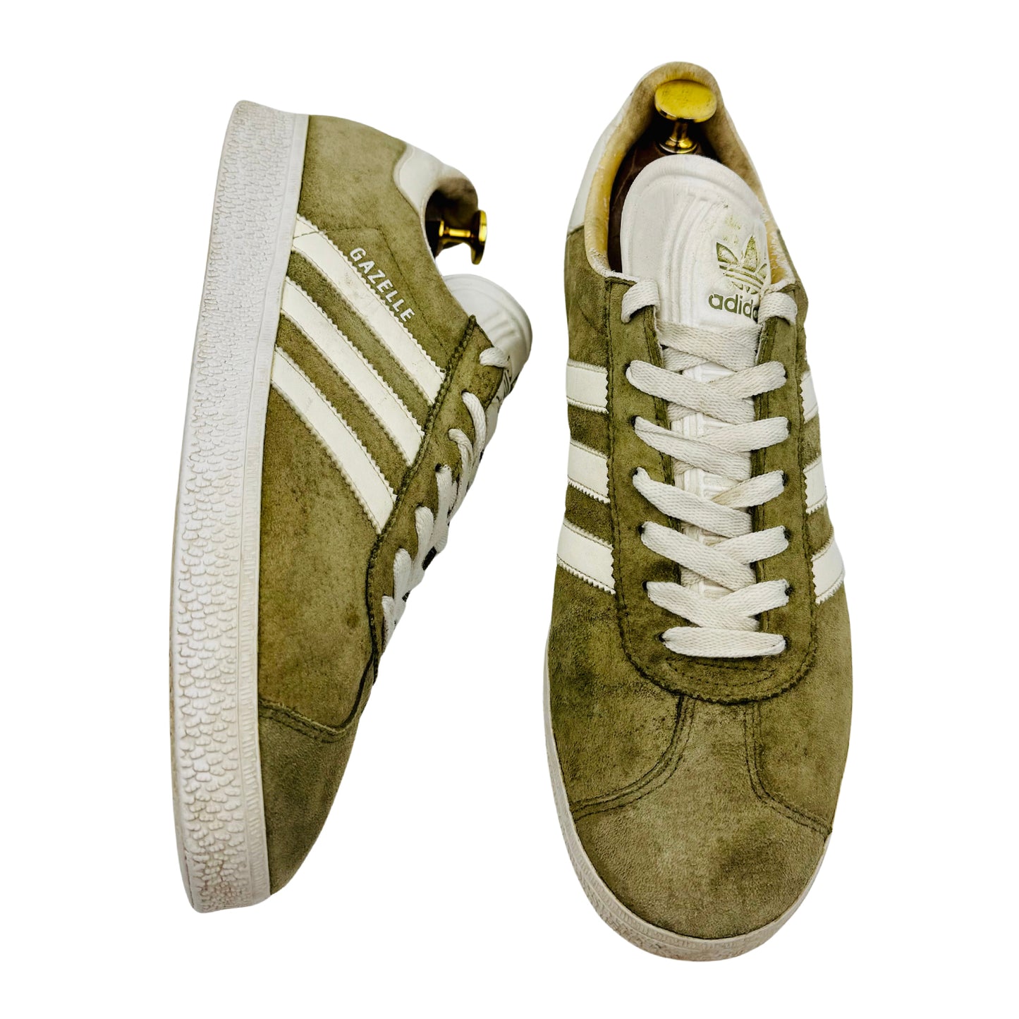 Adidas Men's Gazelle Olive White Sneakers (Size 43.5)
