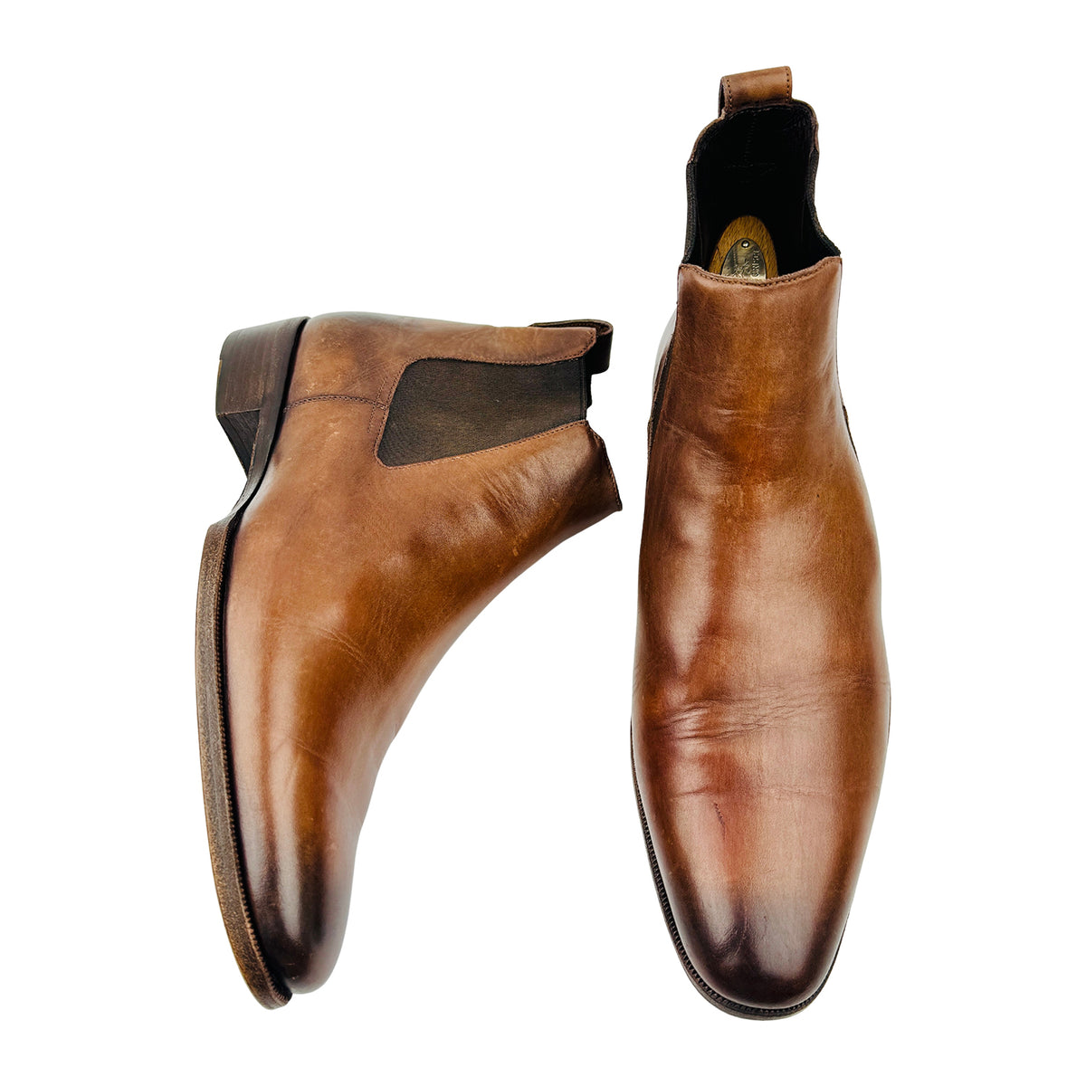 Max Verre Men's Brown Leather Chelsea Boots (Size 42.5)