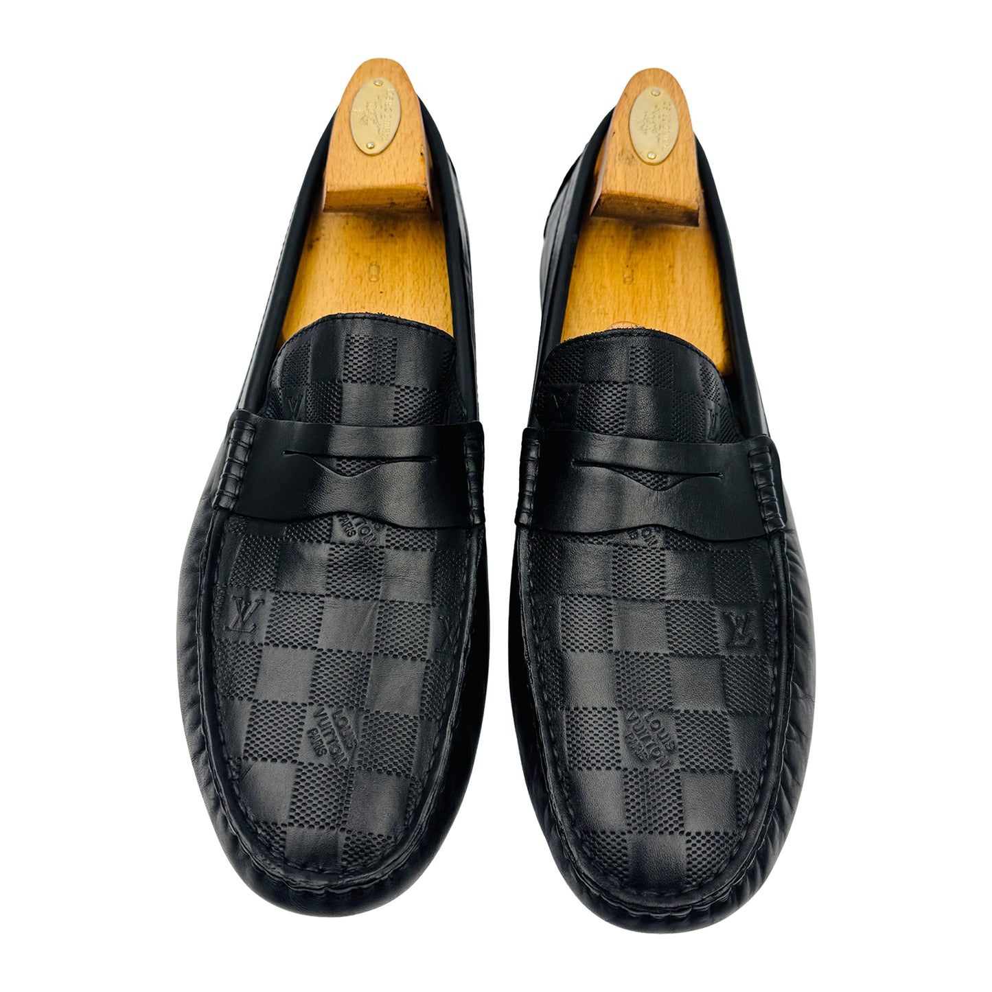 Louis Vuitton Damier Embossed Leather Penny Loafers (Size 43)