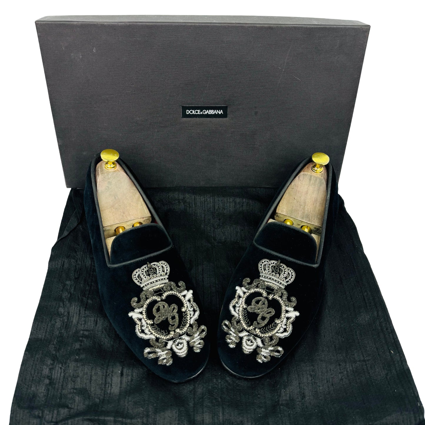 Dolce & Gabbana Men's Black Velvet Loafers (Size 42)