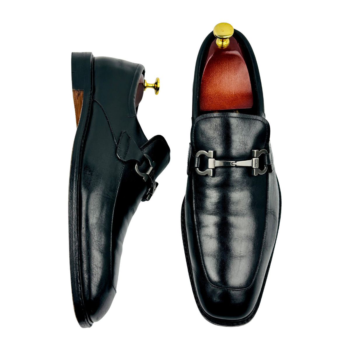 Salvatore Ferragamo Men's Black Leather Loafers (Size 45)