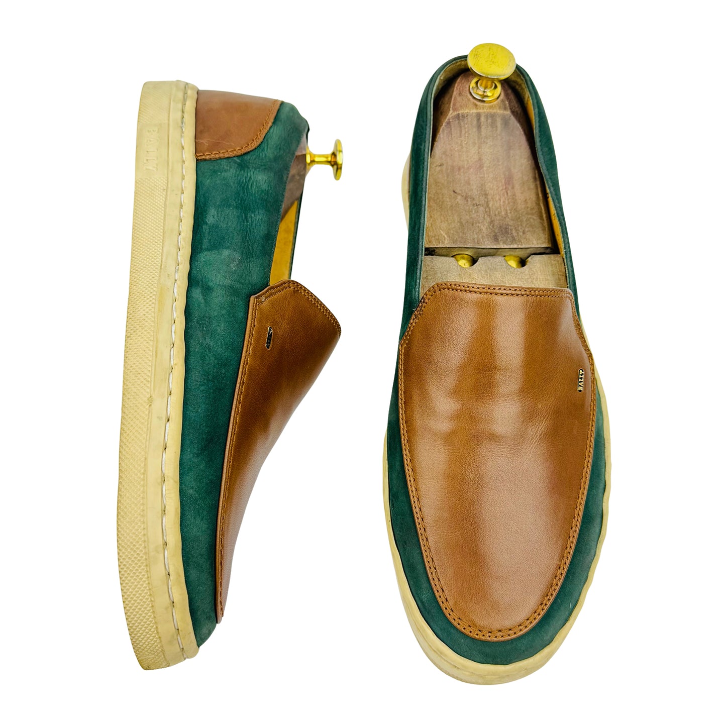 Bally Men's 'Brown Green' Slip-On Shoes (Size 41/41.5)