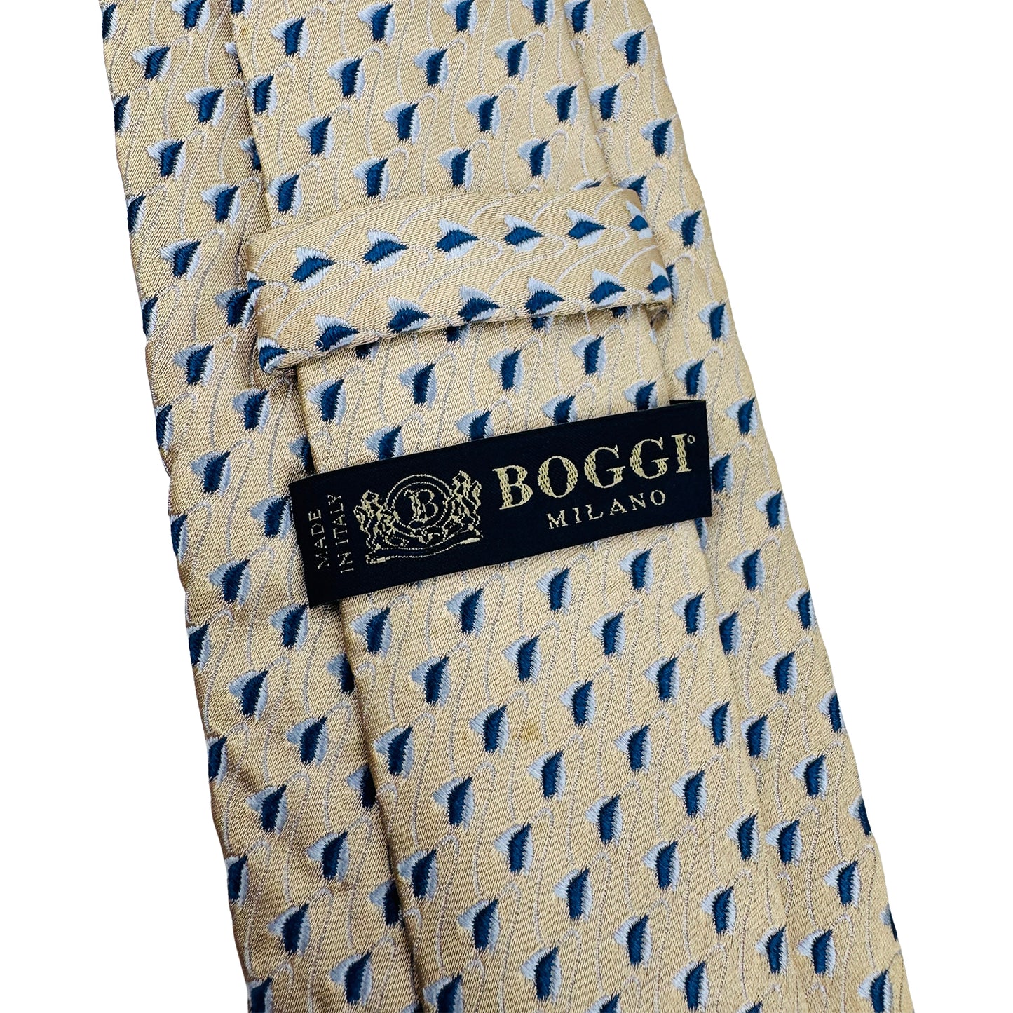 Boggi Milano Cream 'Geometric Pattern' Tie (Size Regular)
