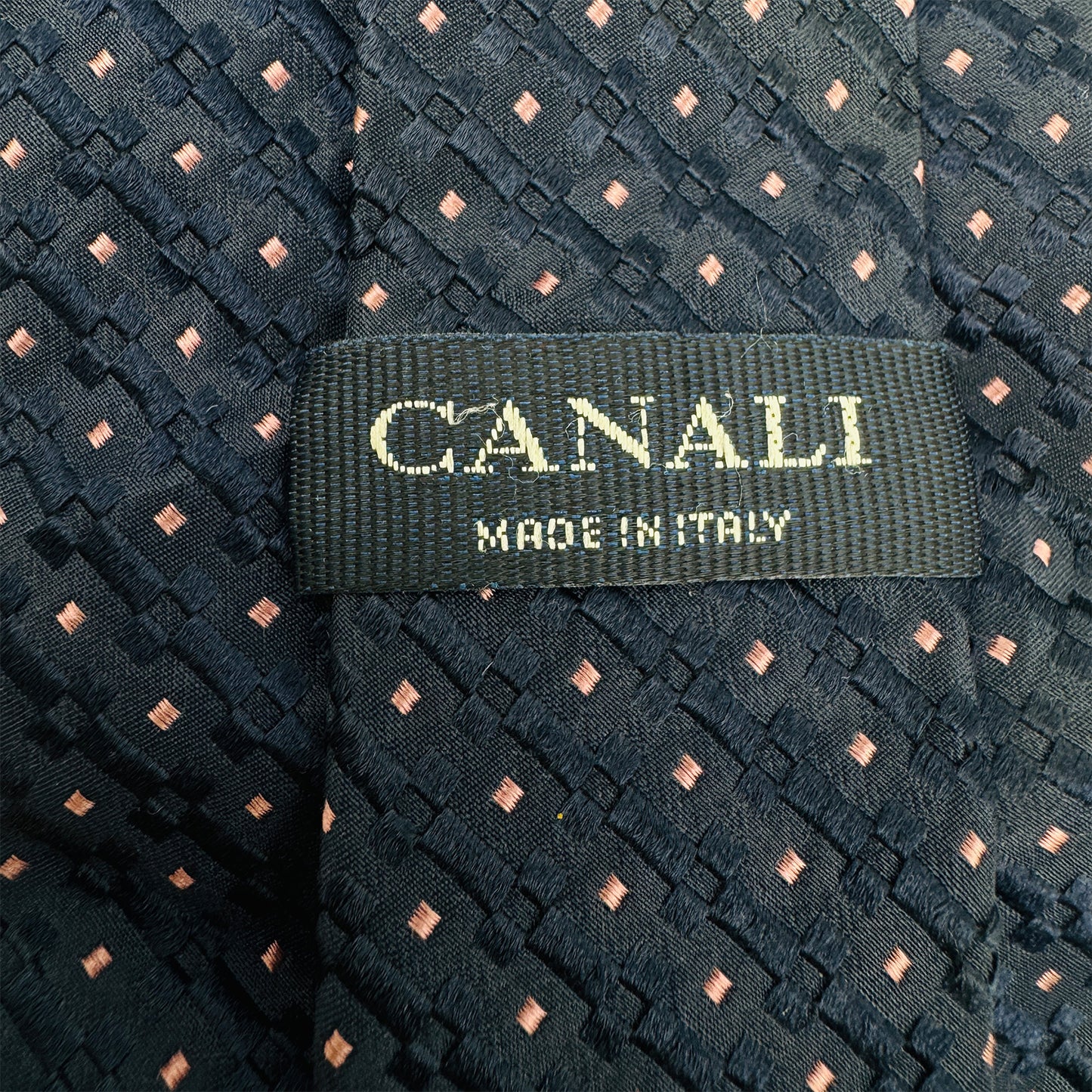 Canali Navy Blue 'Square Dot Pattern' Tie (Size Regular)