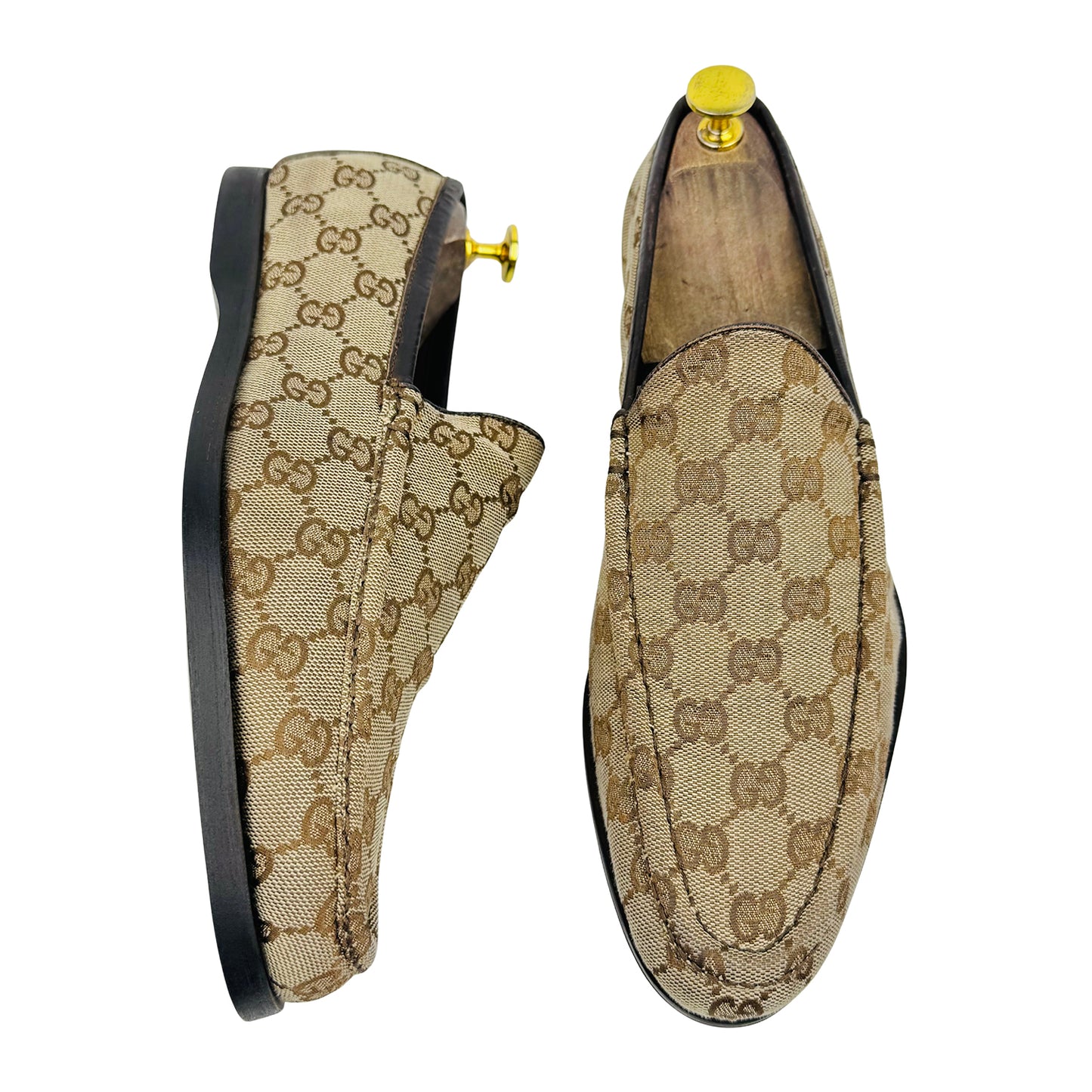 Gucci Men's Beige GG Canvas Loafers (Size 42)