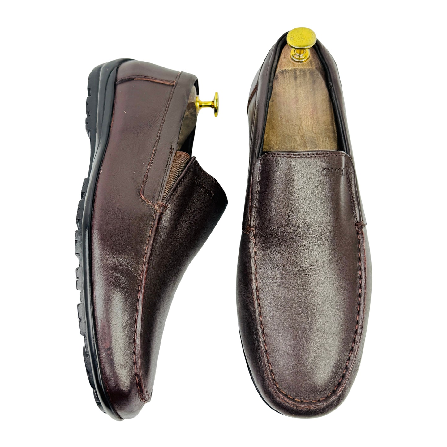 Gucci Men's Dark Brown Leather Driving Loafers (Size 42)