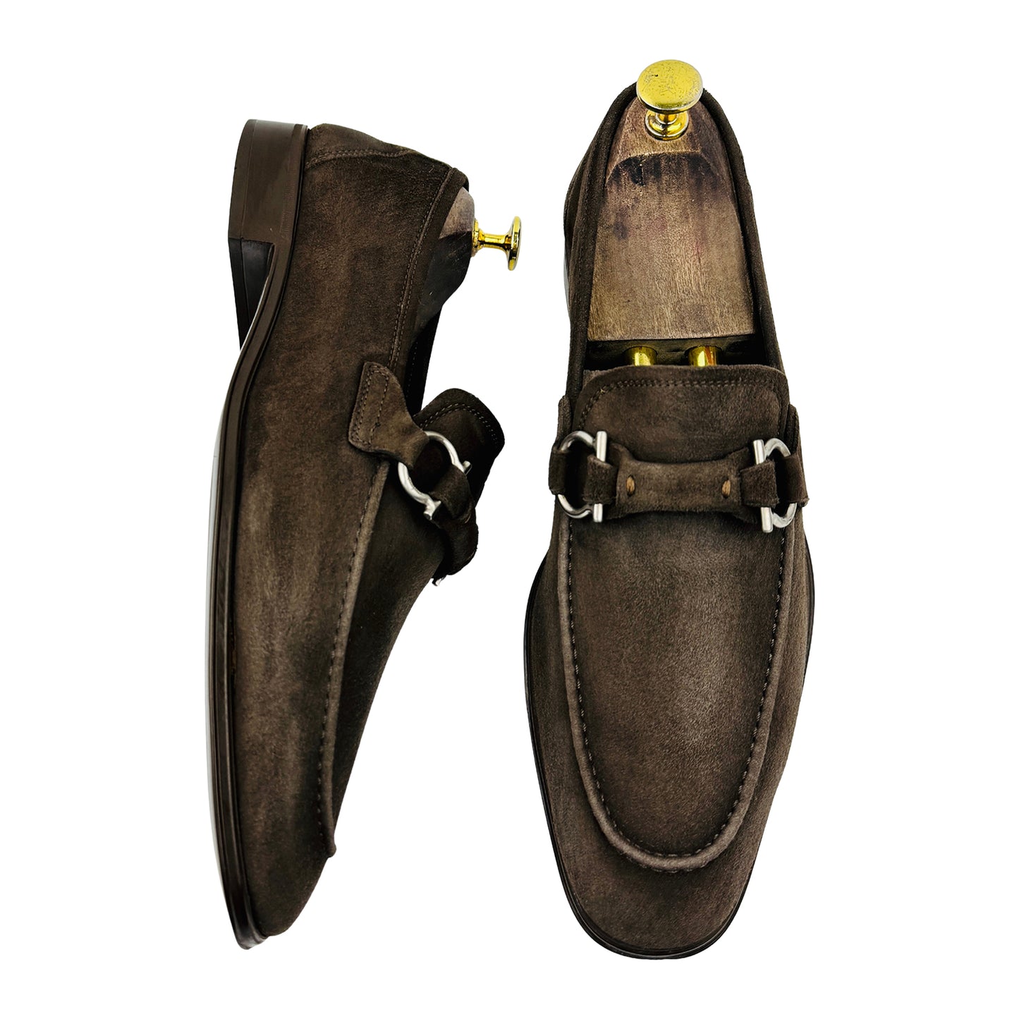 Salvatore Ferragamo Gancini Bit Brown Loafers (Size 42.5)