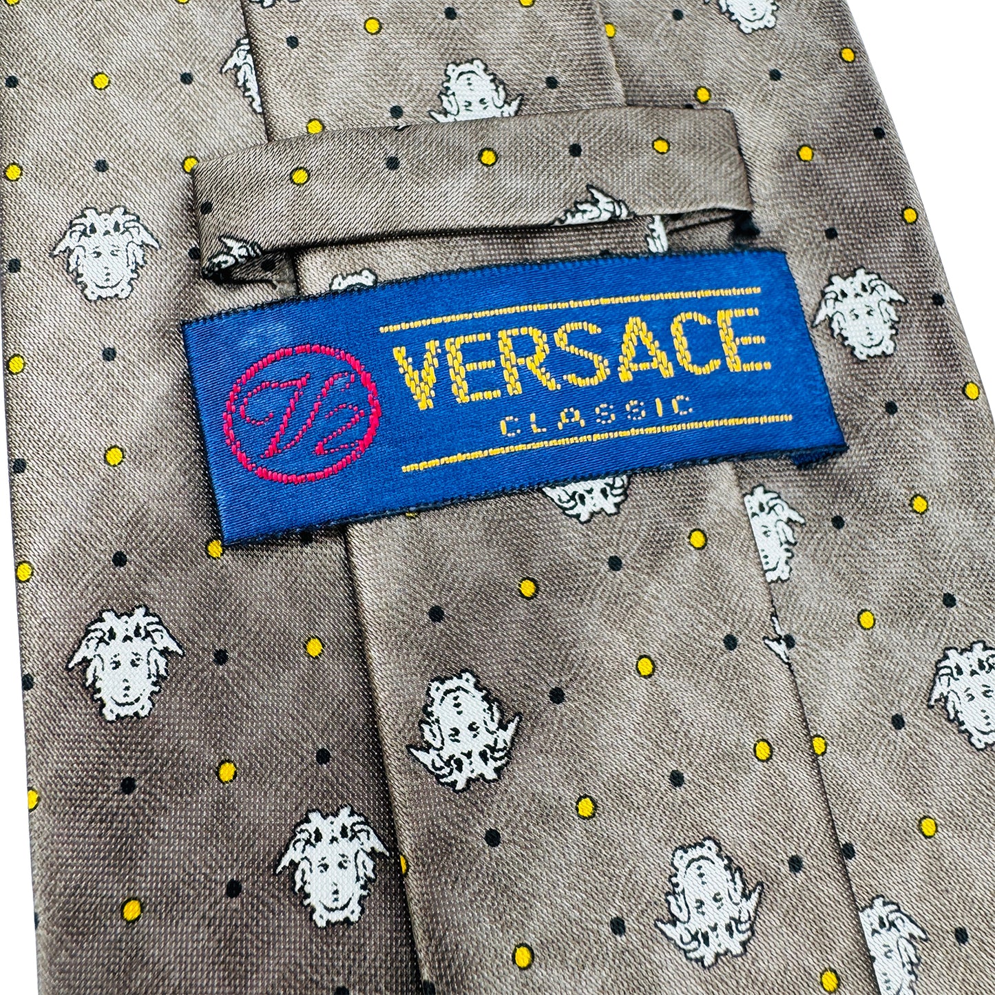 Versace Taupe 'Medusa Head Patterns' Tie (Size Regular)