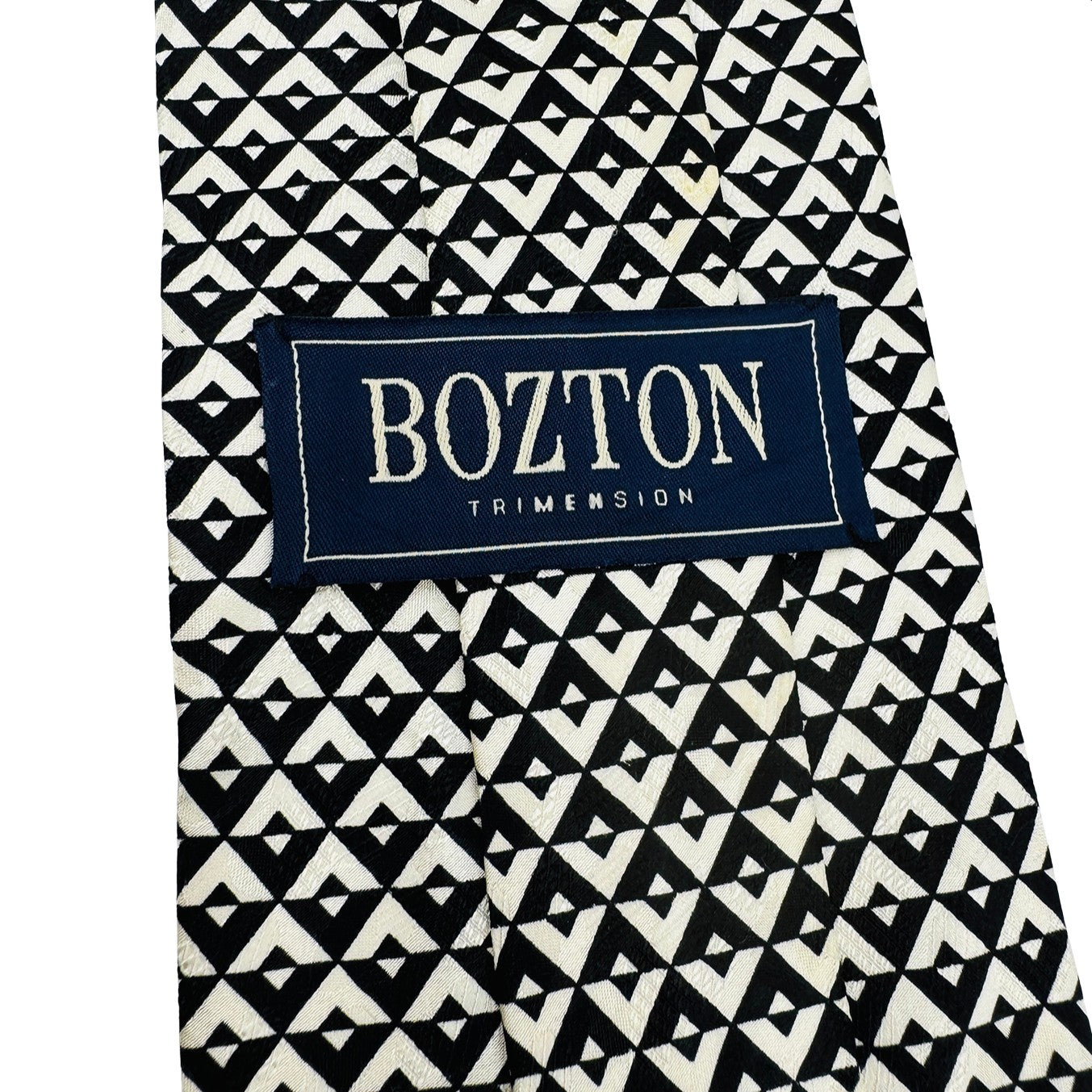 Bozton Black & Cream 'Geometric Pattern' Tie (Size Regular)