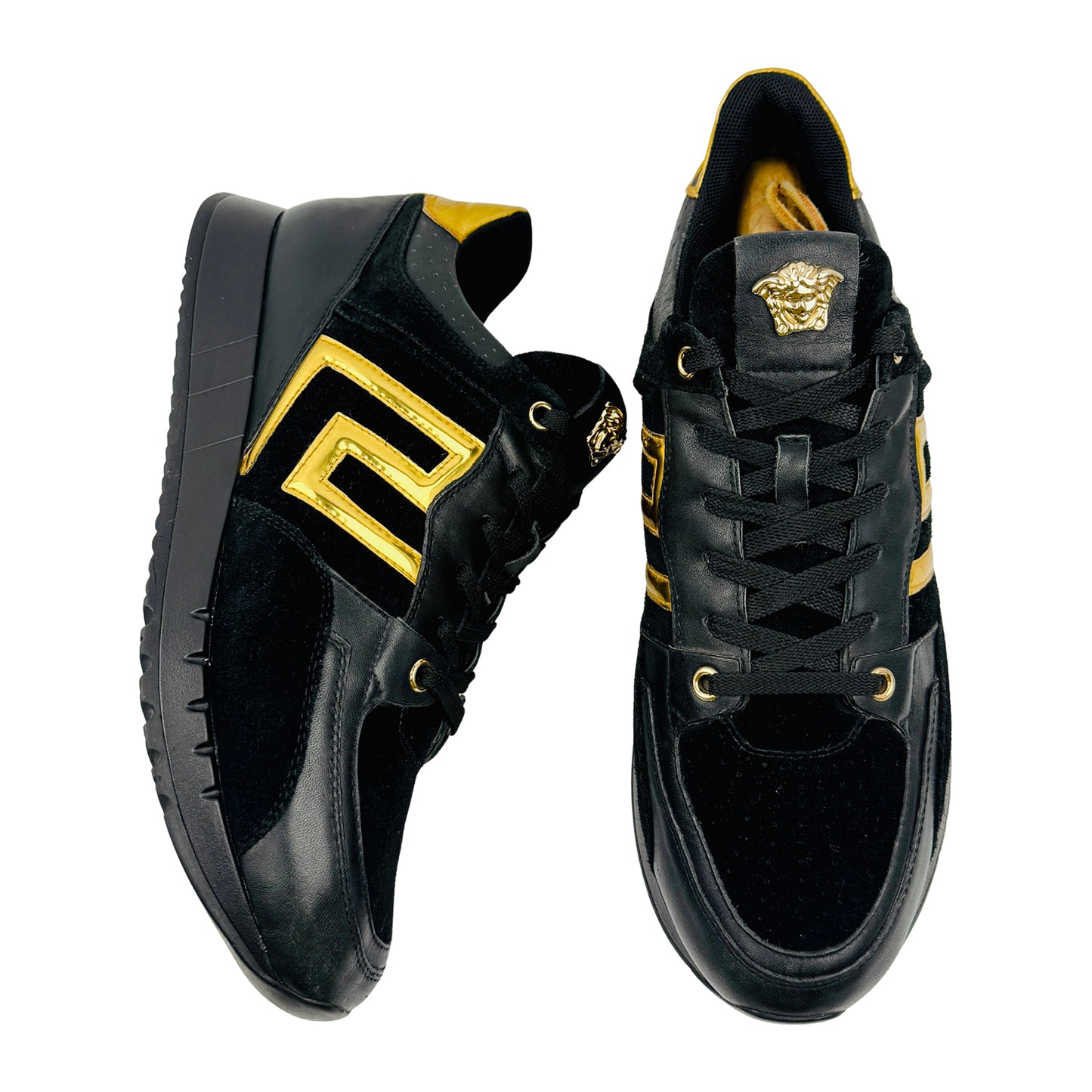 Versace Men's Greek Key Black Shoes (Size 42/42.5) - DSU5638