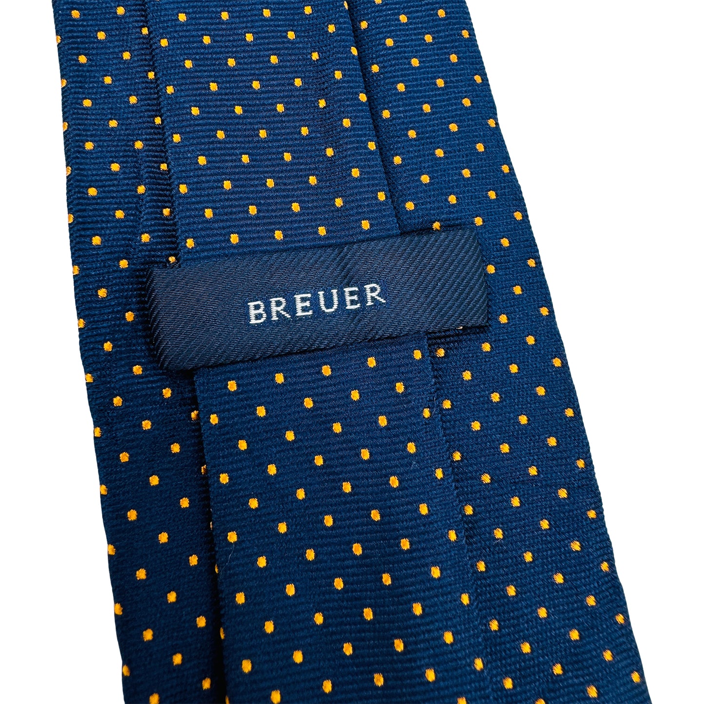 Breuer Navy 'Polka Dots' Silk Tie (Size Regular)
