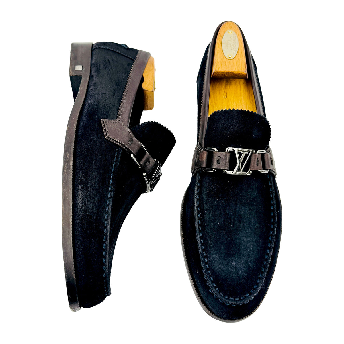 Louis Vuitton Major Suede Leather Navy Blue Loafers (Size 42.5)