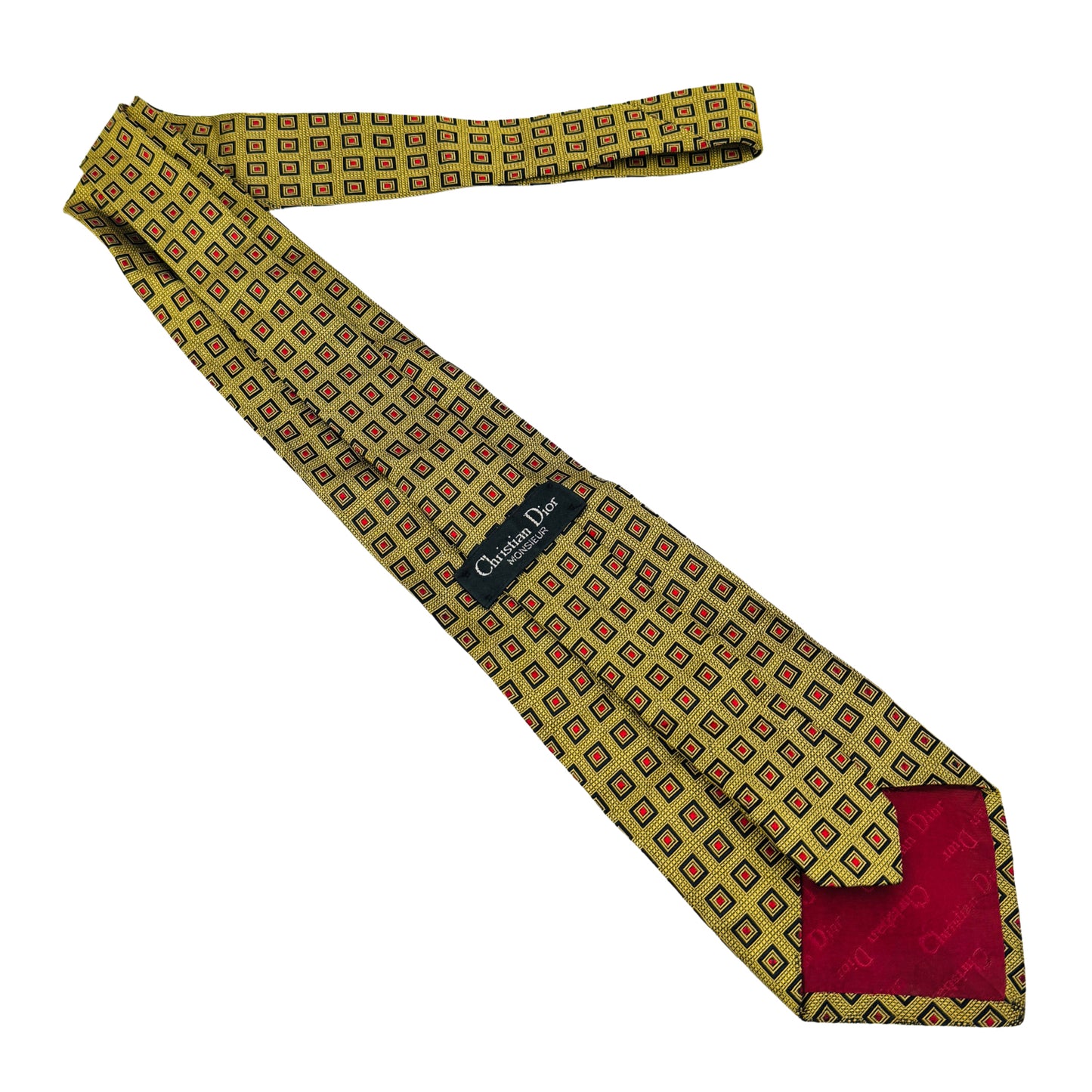 Christian Dior Gold 'Geometric Pattern' Tie (Size Regular)