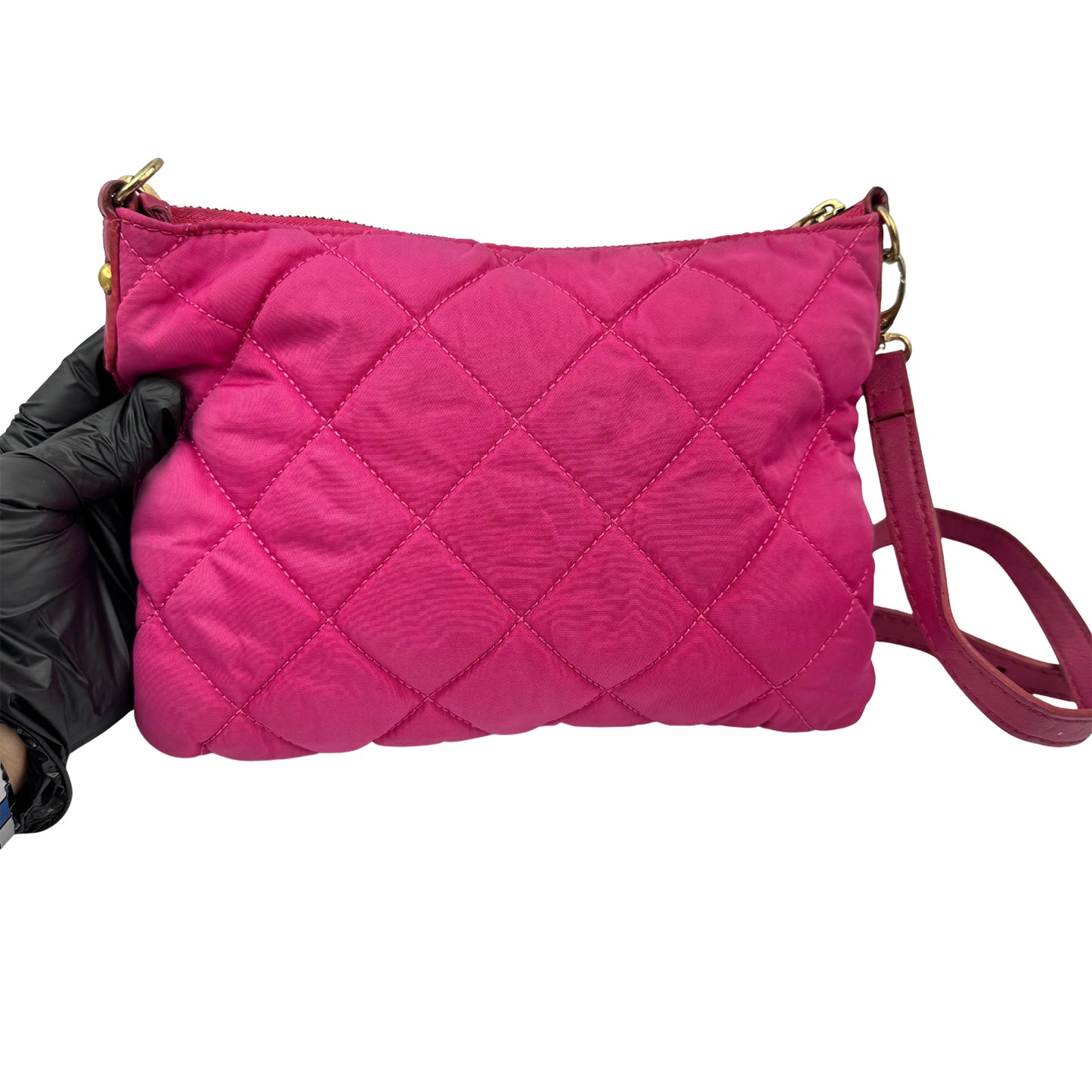 Prada Fuchsia Pink Quilted Tessuto Nylon Cross Body Bag