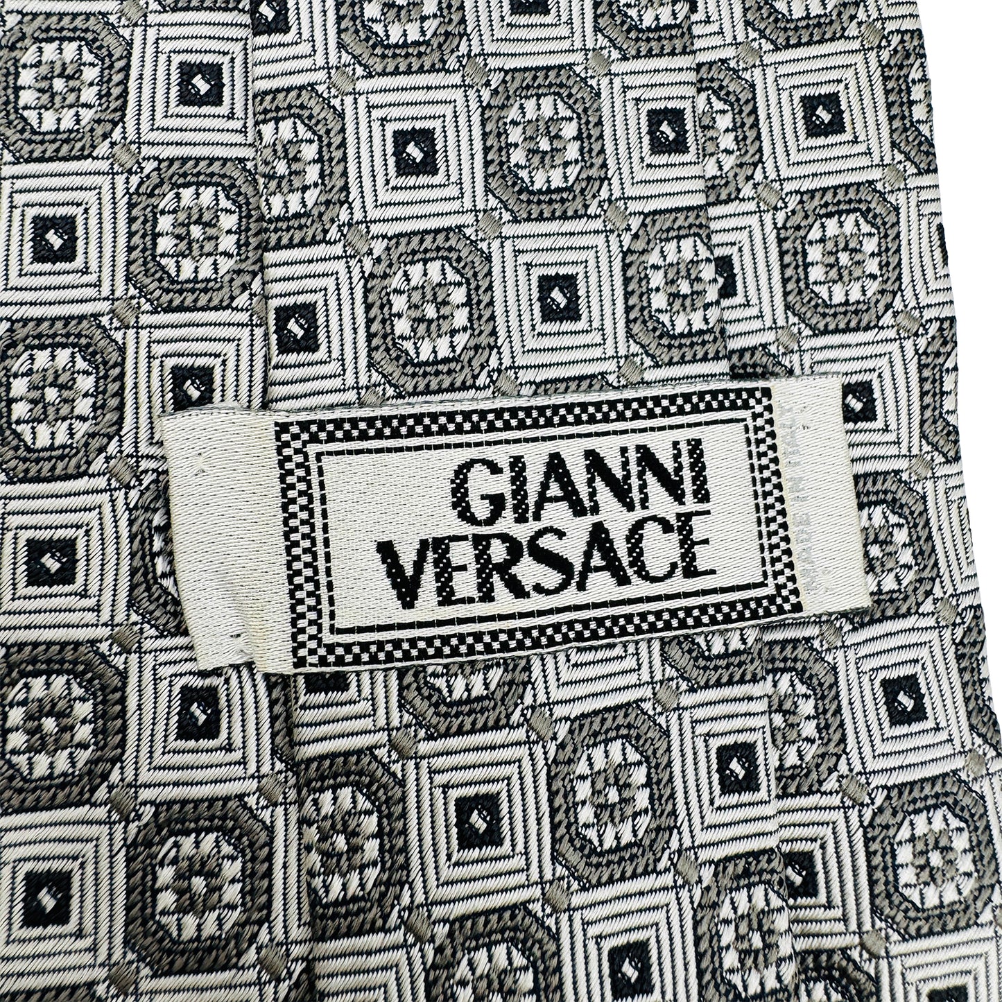 Gianni Versace Black 'Geometric Pattern' Tie (Size Regular)