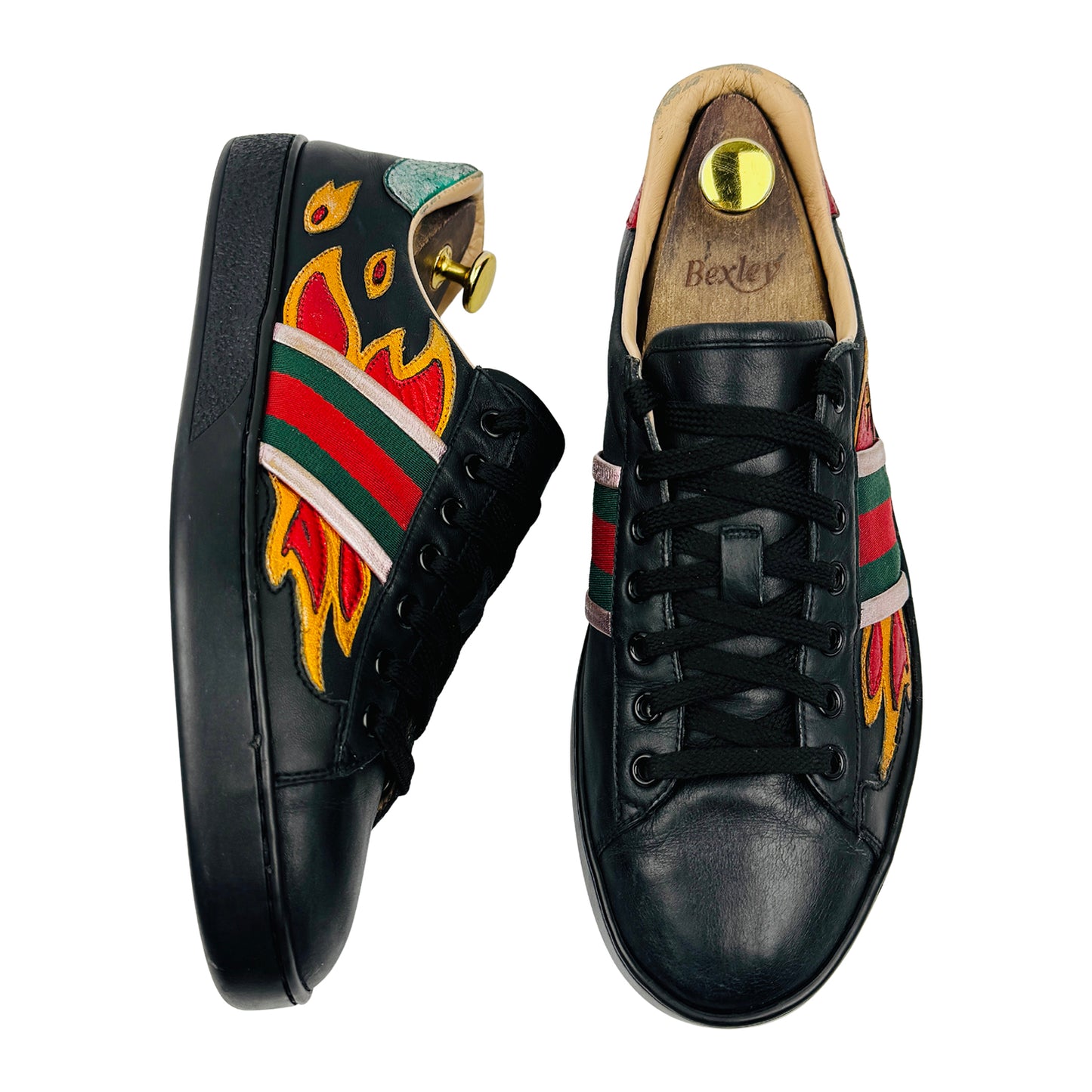 Gucci Ace Flame Black Leather Sneakers (Size 42.5) - 447024