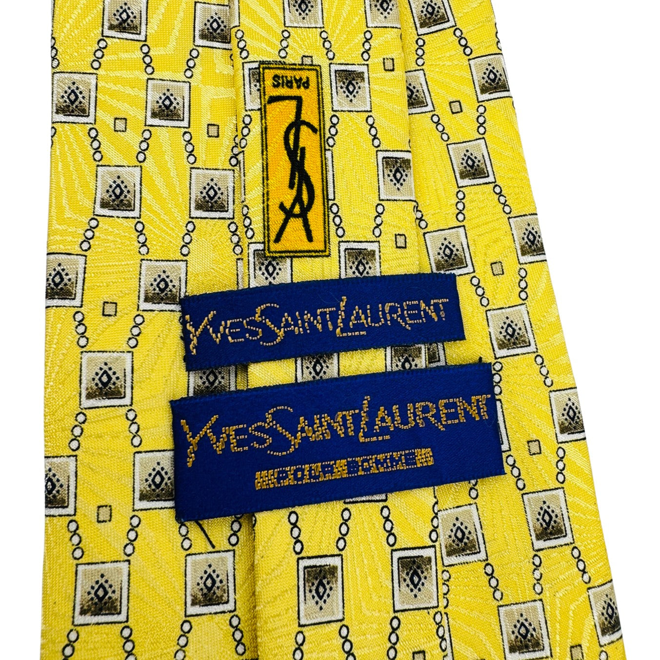 Yves Saint Laurent Yellow 'Geometric Pattern' Tie (Size Regular)