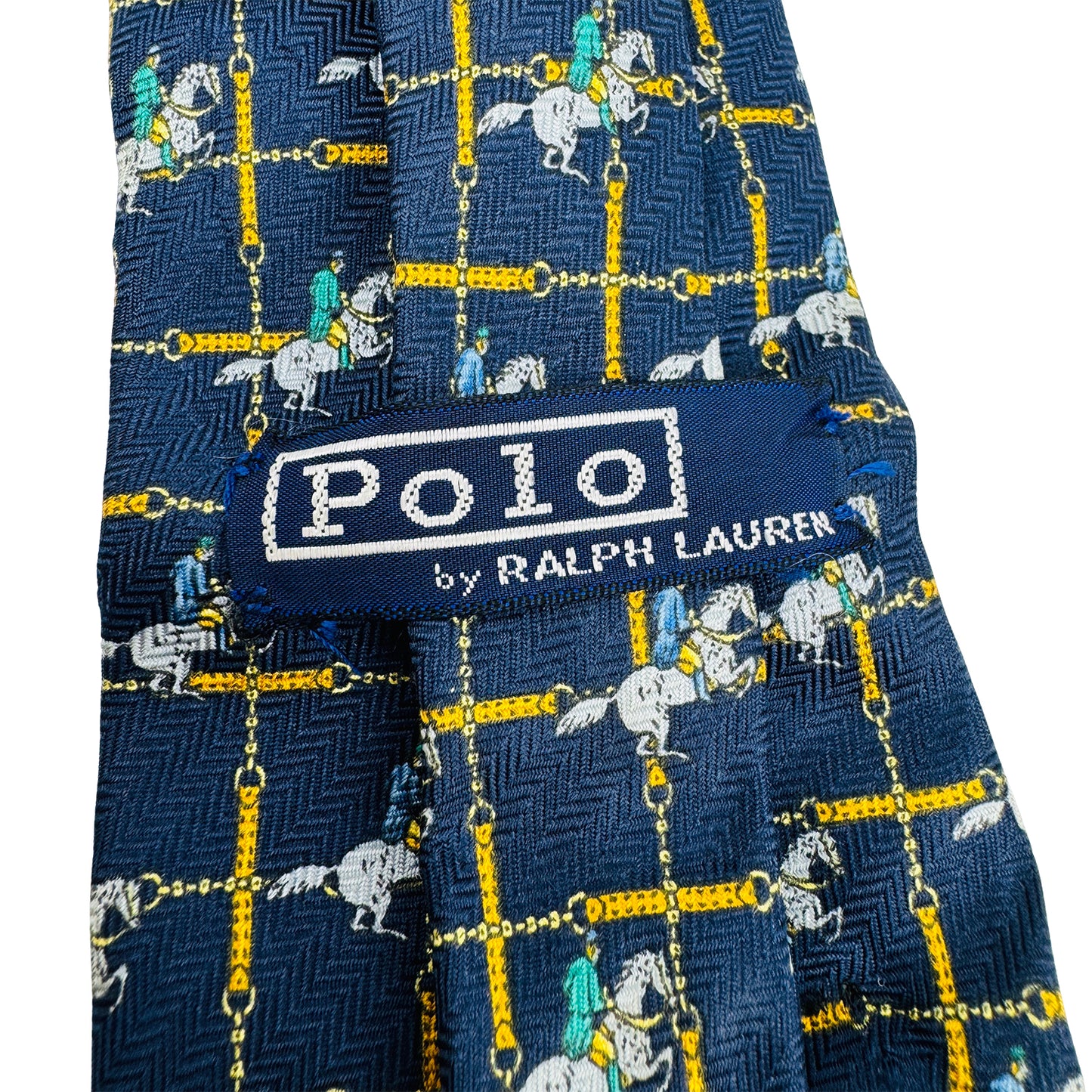 Ralph Lauren Polo Navy Blue 'Horse Rider Print' Tie (Size Regular)